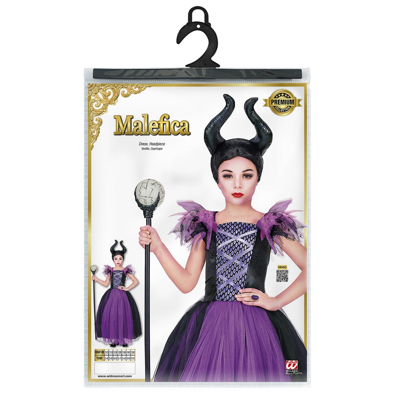 Op deze afbeelding zie je een Kostuums, van het merk Widmann. Malefica Doornroosje Boze Stiefmoeder Meisje Kostuum