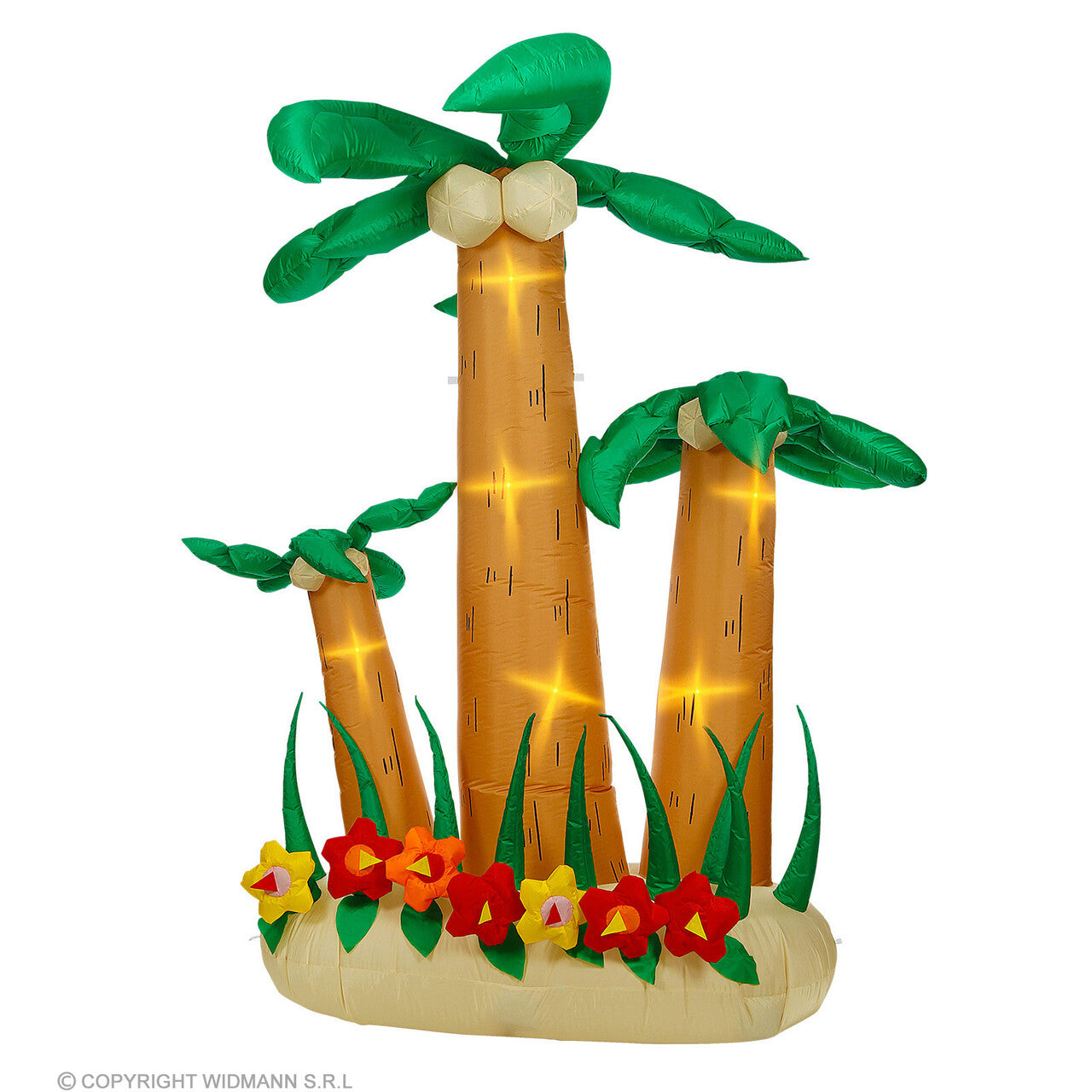 Op deze afbeelding zie je een Accessoires, van het merk Widmann. Drie Opblaasbare Tropische Palmbomen 240 Centimeter