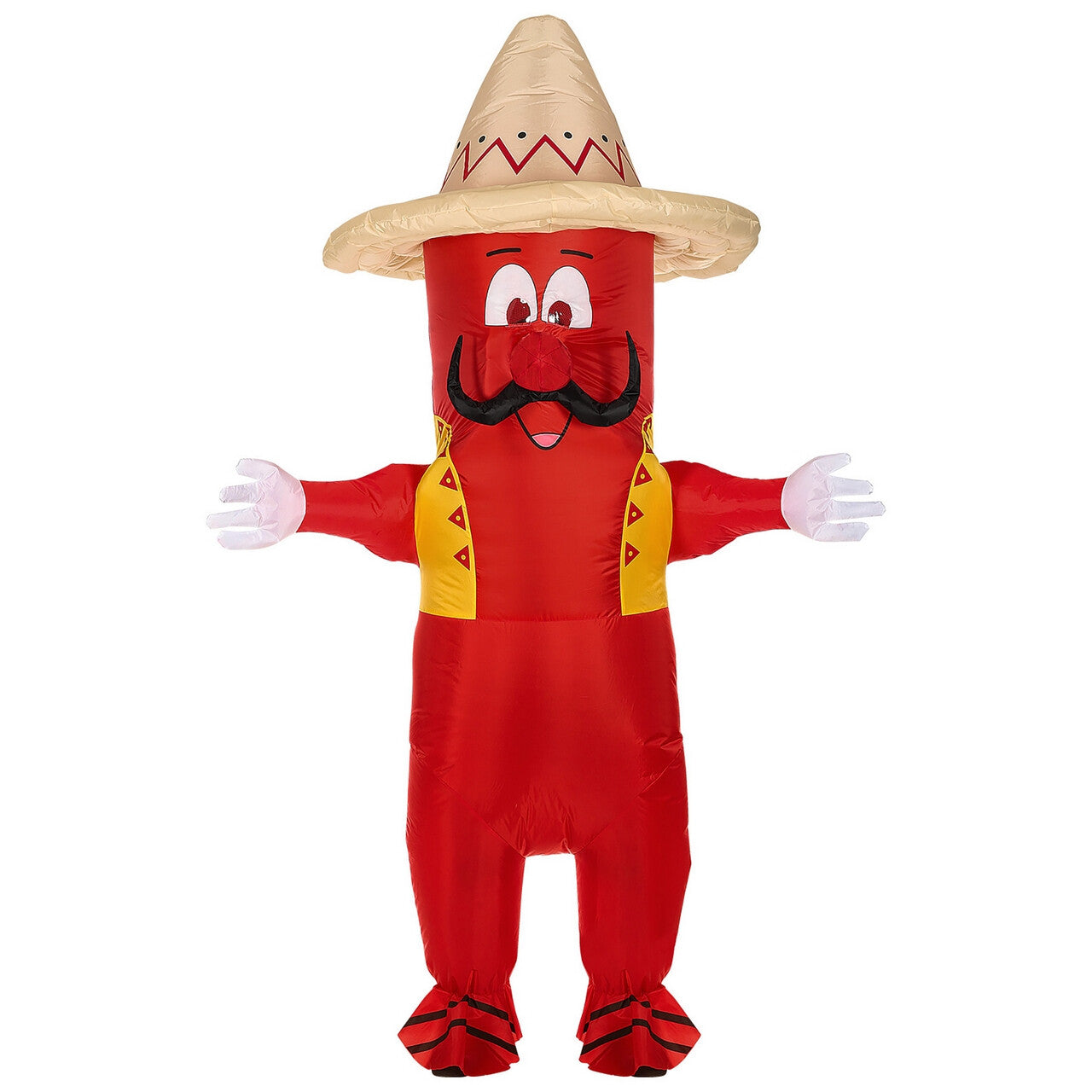 Op deze afbeelding zie je een Kostuums, van het merk Widmann. Opblaasbaar Mexicaans Hete Chili Pepper Kostuum