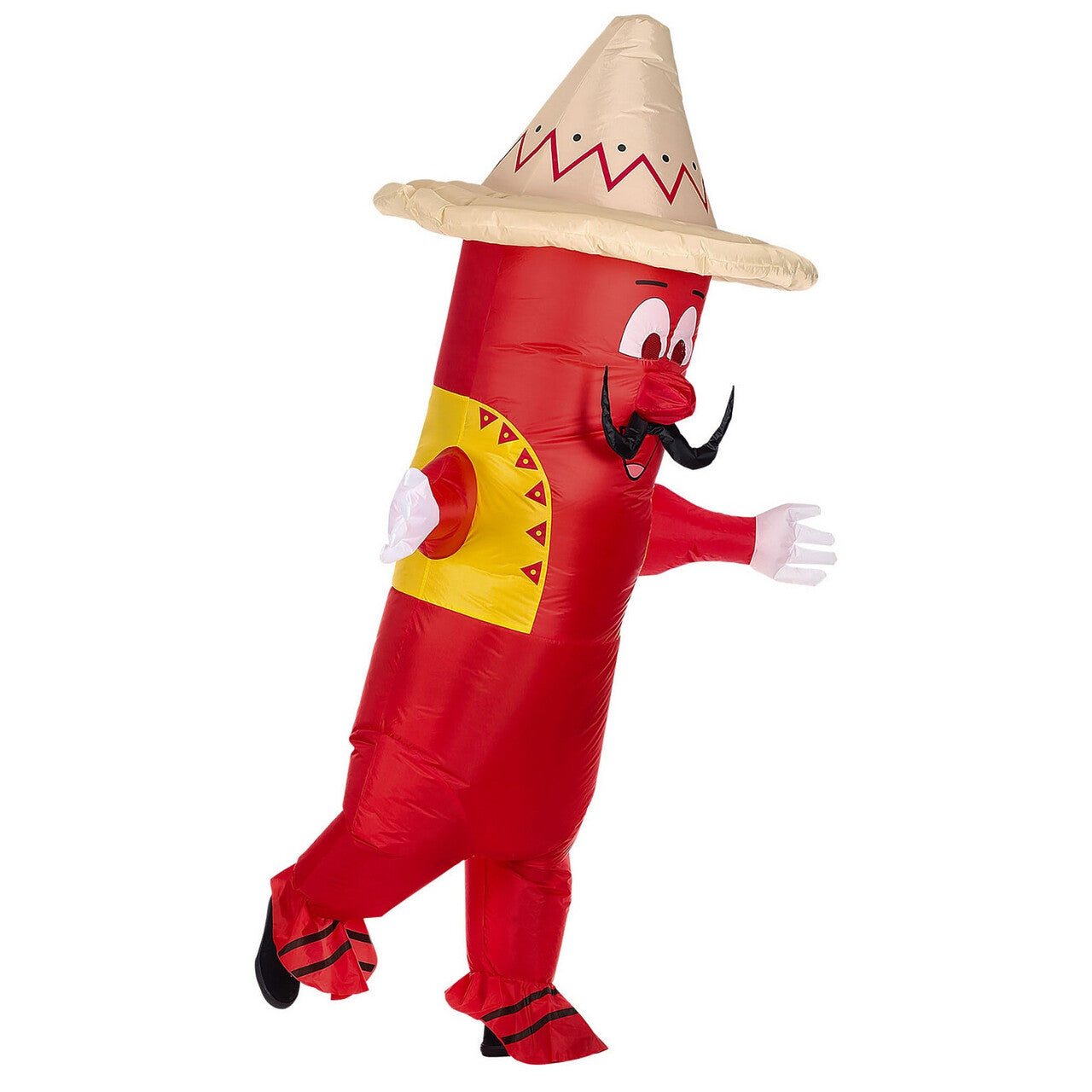 Op deze afbeelding zie je een Kostuums, van het merk Widmann. Opblaasbaar Mexicaans Hete Chili Pepper Kostuum