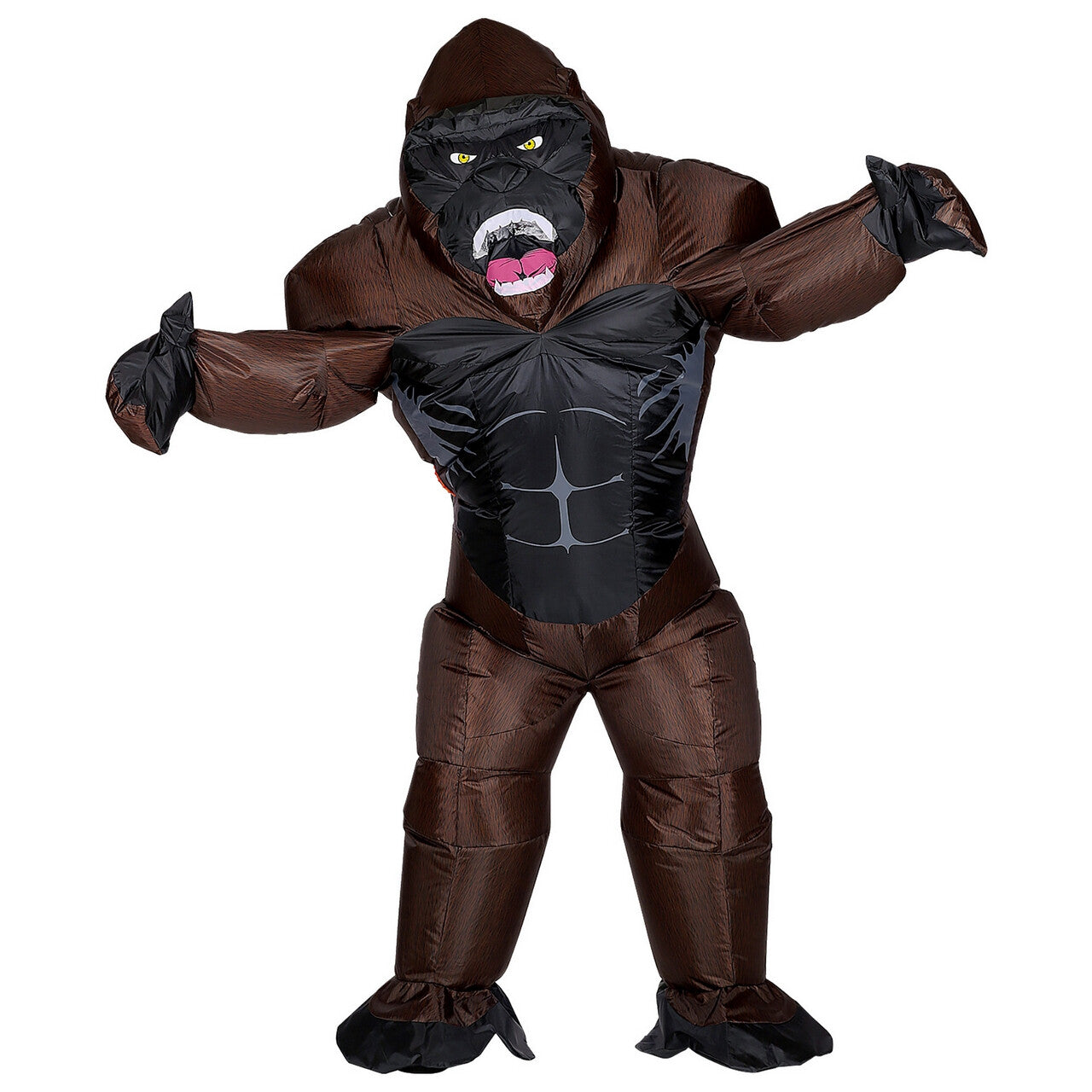 Op deze afbeelding zie je een Kostuums, van het merk Widmann. Opblaasbaar Machtige Rwanda Gorilla Kostuum