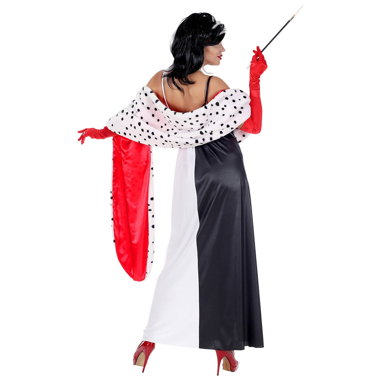 Op deze afbeelding zie je een Kostuums, van het merk Widmann. Cruella Met Dalmatier Cape Vrouw Kostuum