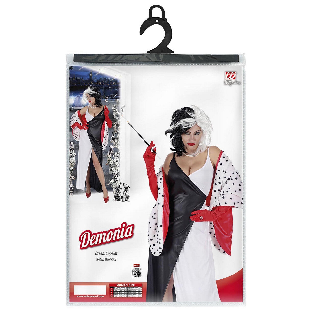 Op deze afbeelding zie je een Kostuums, van het merk Widmann. Cruella Met Dalmatier Cape Vrouw Kostuum