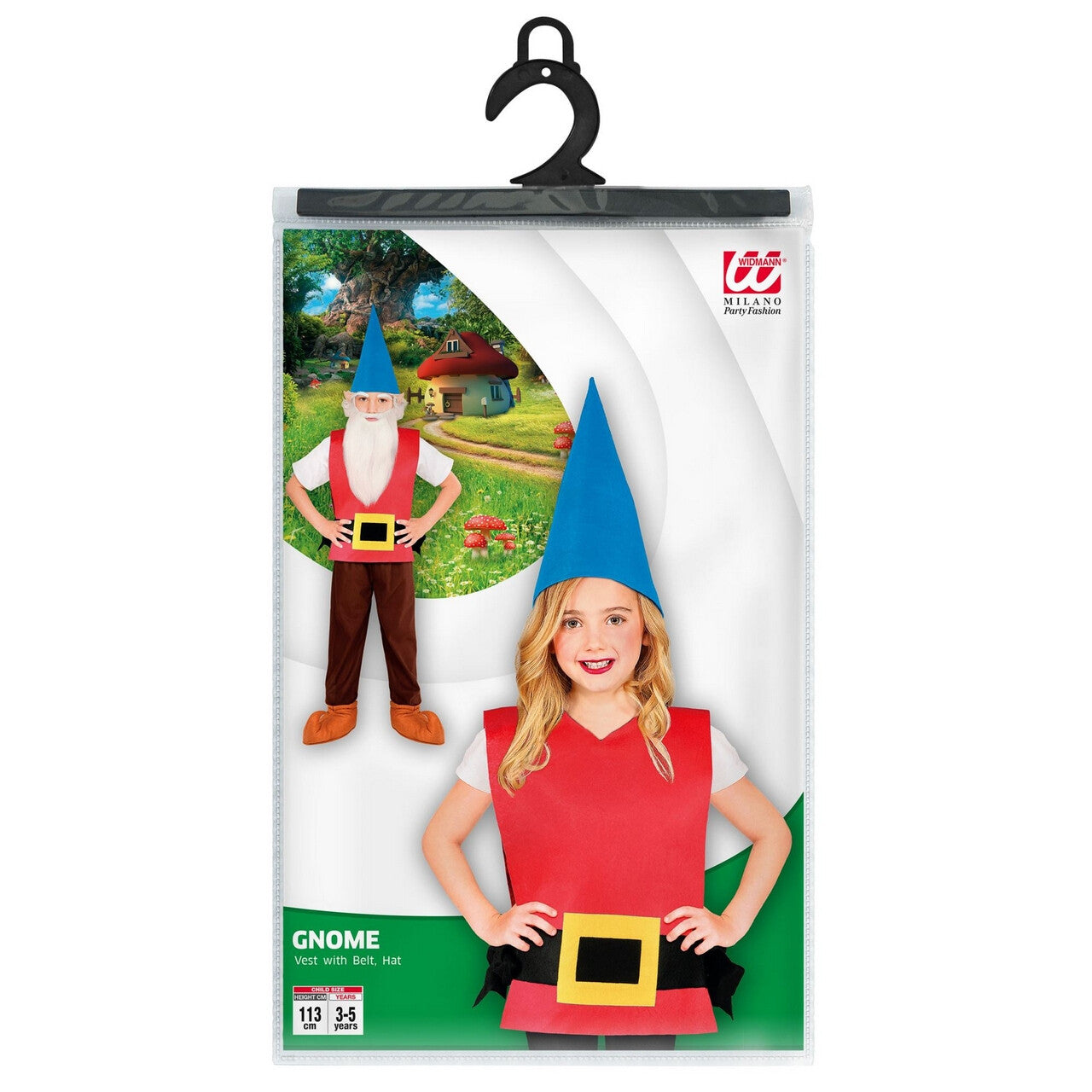Op deze afbeelding zie je een Kostuums, van het merk Widmann. Grote Puntmuts Kabouter Set Kind Kostuum