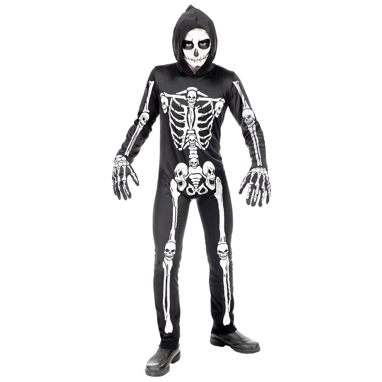 Op deze afbeelding zie je een Kostuums, van het merk Widmann. Botten En Beenderen Skelet Halloween Kind Kostuum