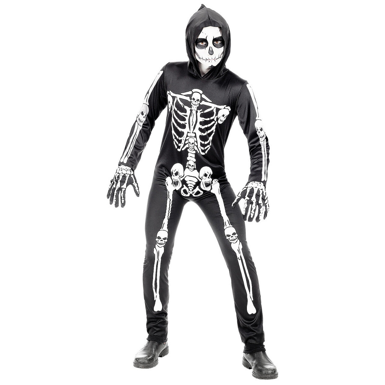 Op deze afbeelding zie je een Kostuums, van het merk Widmann. Botten En Beenderen Skelet Halloween Kind Kostuum