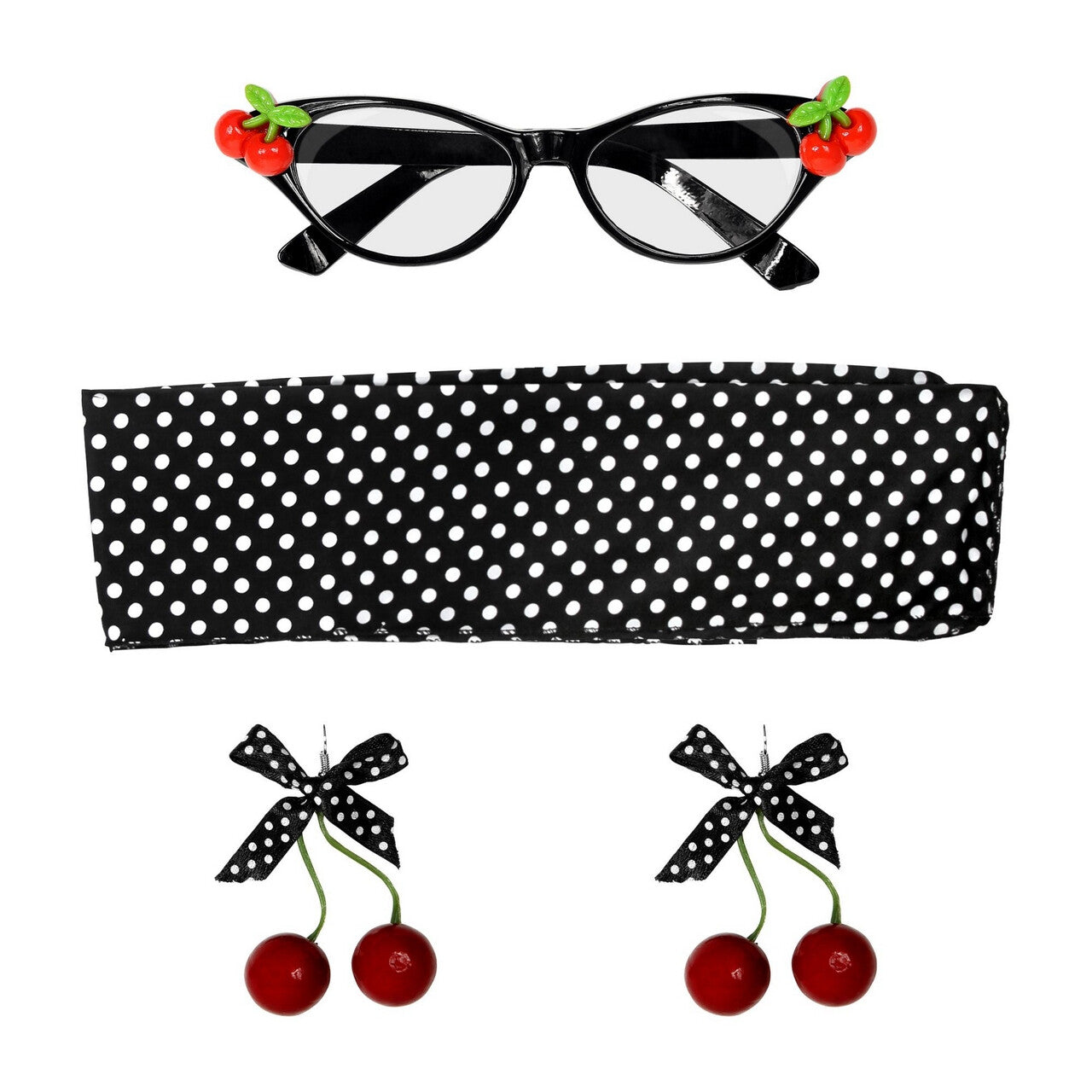 Op deze afbeelding zie je een Accessoires, van het merk Widmann. Jaren 50 Cherry Set Rode Kersen
