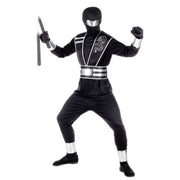 Op deze afbeelding zie je een Kostuums, van het merk Widmann. Sneller Dan Zijn Schaduw Zilver Zwarte Ninja Jongen Kostuum