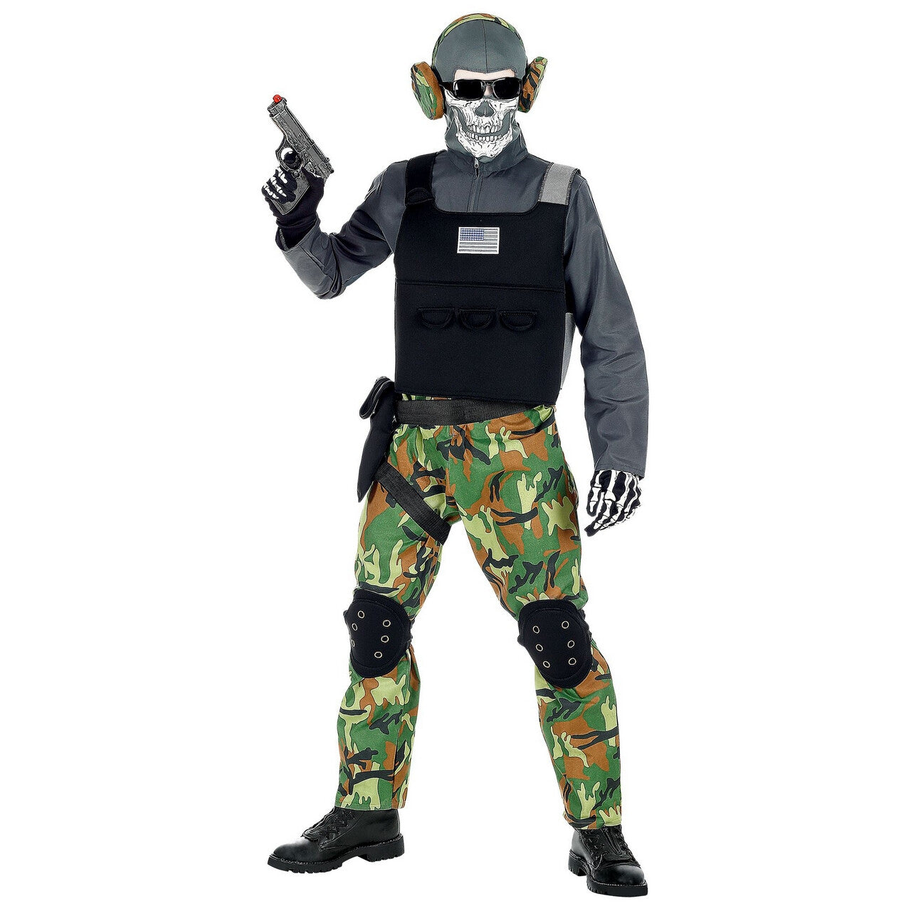 Op deze afbeelding zie je een Kostuums, van het merk Widmann. Zombie Soldaat Eeuwige Slagvelden Groen Camouflage Jongen Kostuum