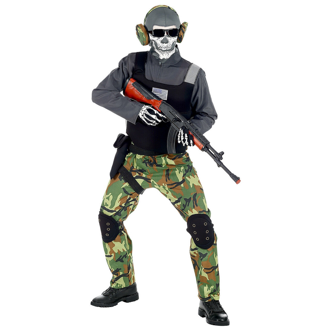 Op deze afbeelding zie je een Kostuums, van het merk Widmann. Zombie Soldaat Eeuwige Slagvelden Groen Camouflage Jongen Kostuum