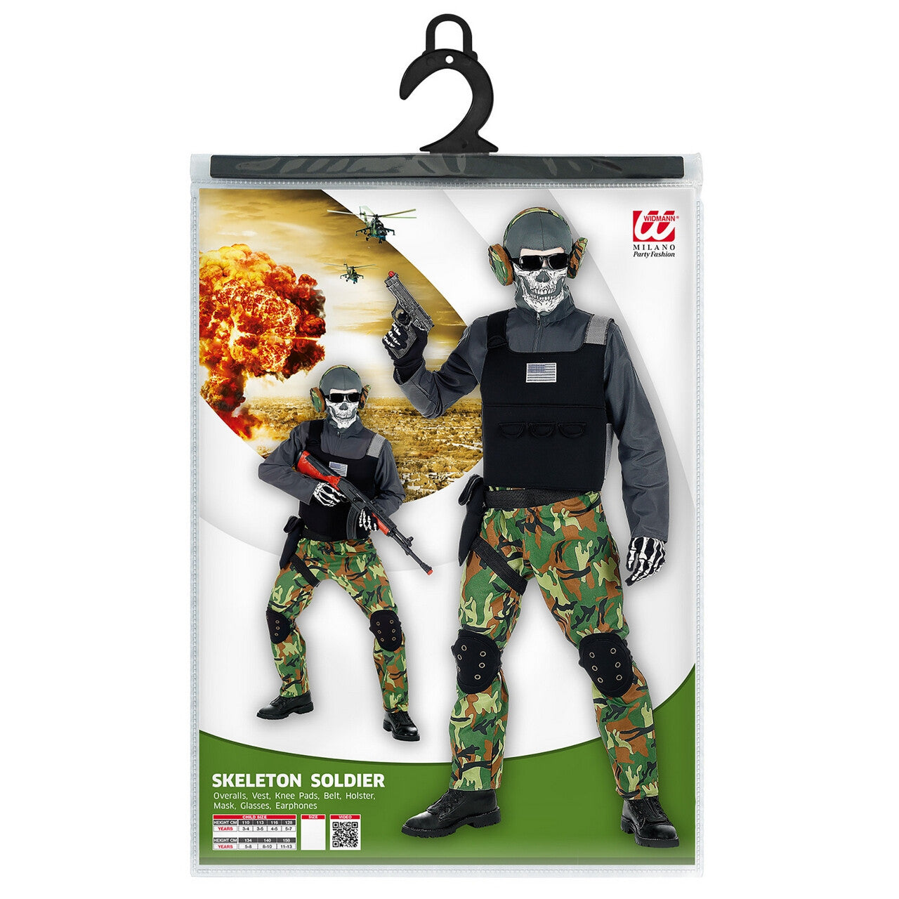 Op deze afbeelding zie je een Kostuums, van het merk Widmann. Zombie Soldaat Eeuwige Slagvelden Groen Camouflage Jongen Kostuum