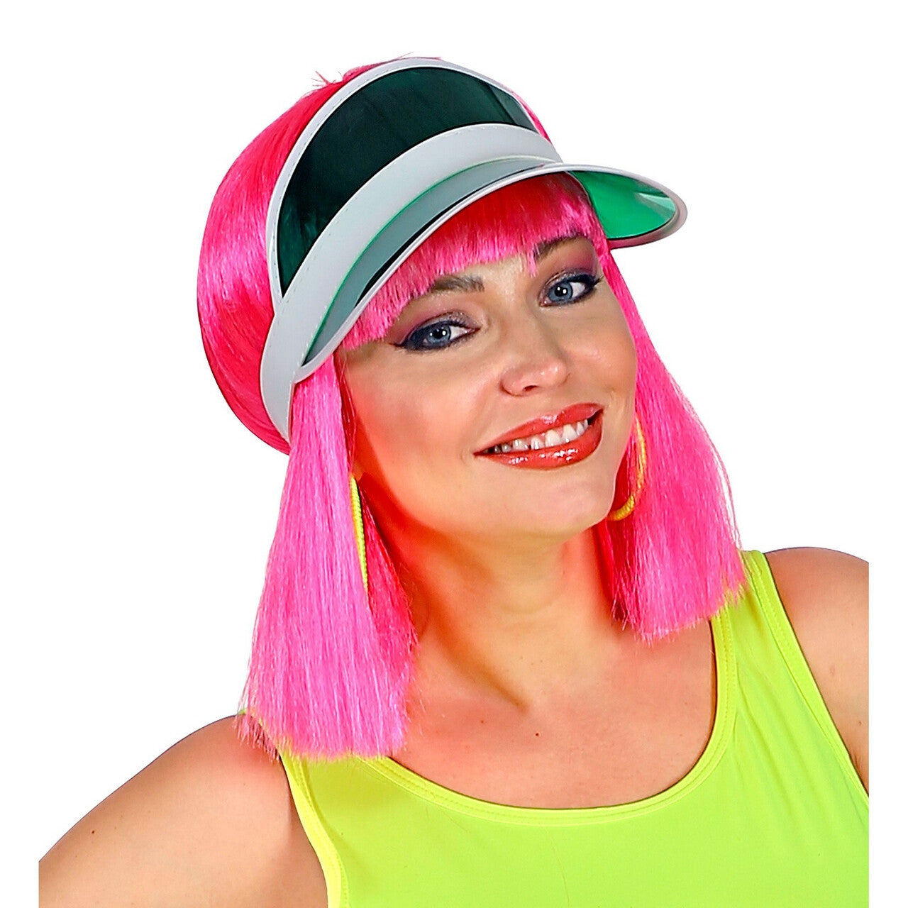 Op deze afbeelding zie je een Accessoires, van het merk Widmann. Zonneklep Jaren 80 Groen