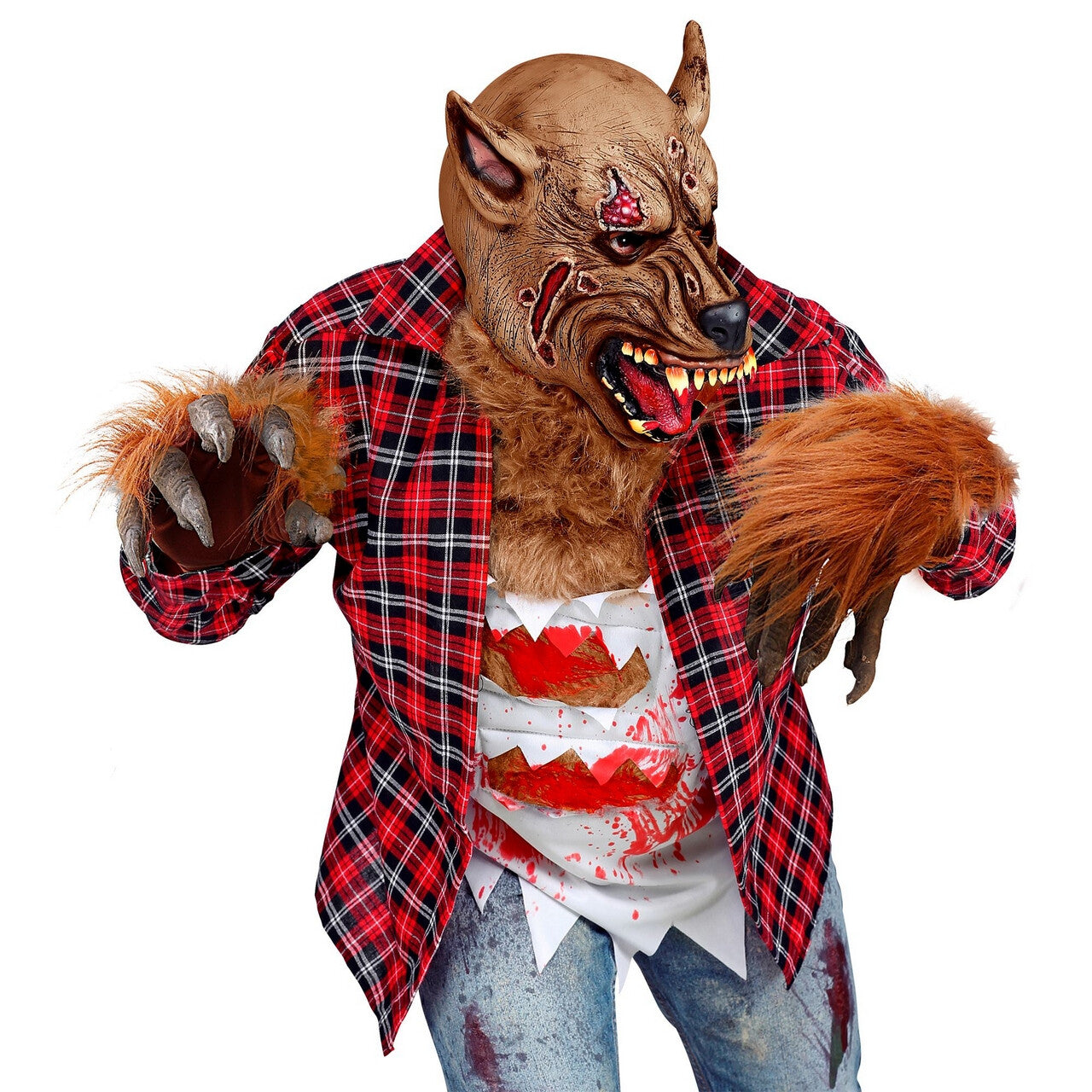 Op deze afbeelding zie je een Accessoires, van het merk Widmann. Horror Handschoenen Weerwolf Met Vacht
