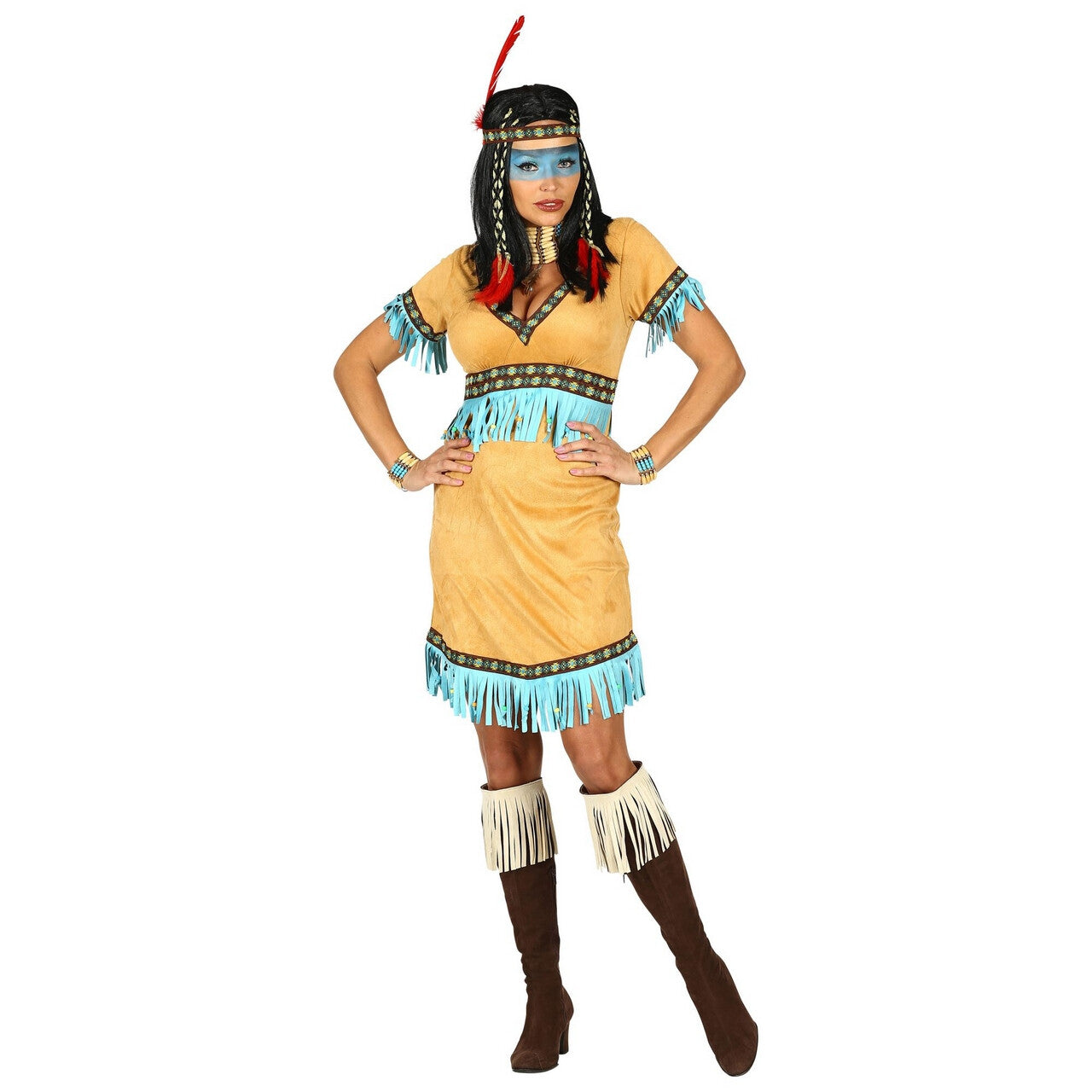 Op deze afbeelding zie je een Kostuums, van het merk Widmann. Flitsende Prairiehond Indiaan Vrouw Kostuum