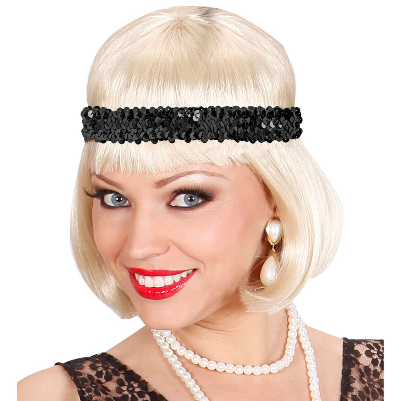 Op deze afbeelding zie je een Accessoires, van het merk Widmann. Hoofdband Zwarte Lovertjes