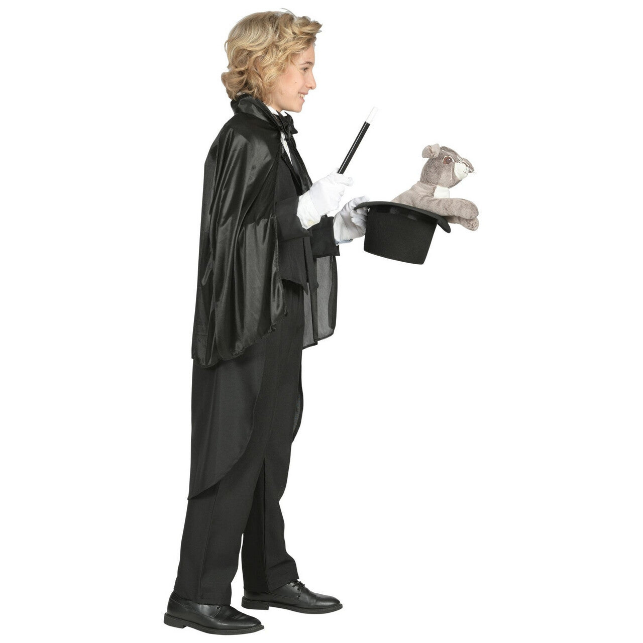 Op deze afbeelding zie je een Accessoires, van het merk Widmann. Zwarte Cape Goochelaar 60 Centimeter