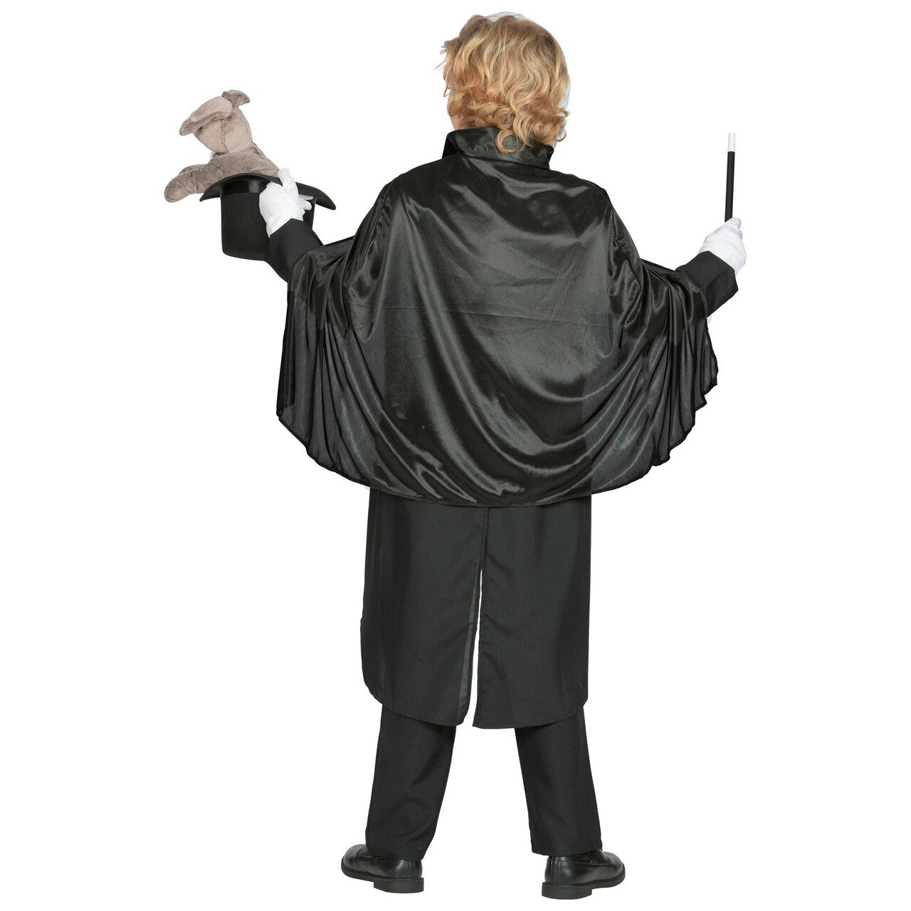 Op deze afbeelding zie je een Accessoires, van het merk Widmann. Zwarte Cape Goochelaar 60 Centimeter