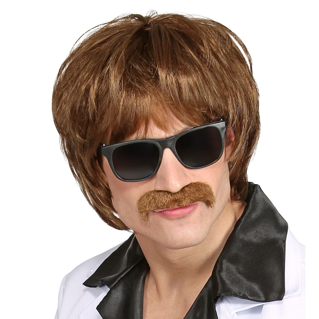 Op deze afbeelding zie je een Accessoires, van het merk Widmann. Pruik Met Snor Fout Haar Jaren 70