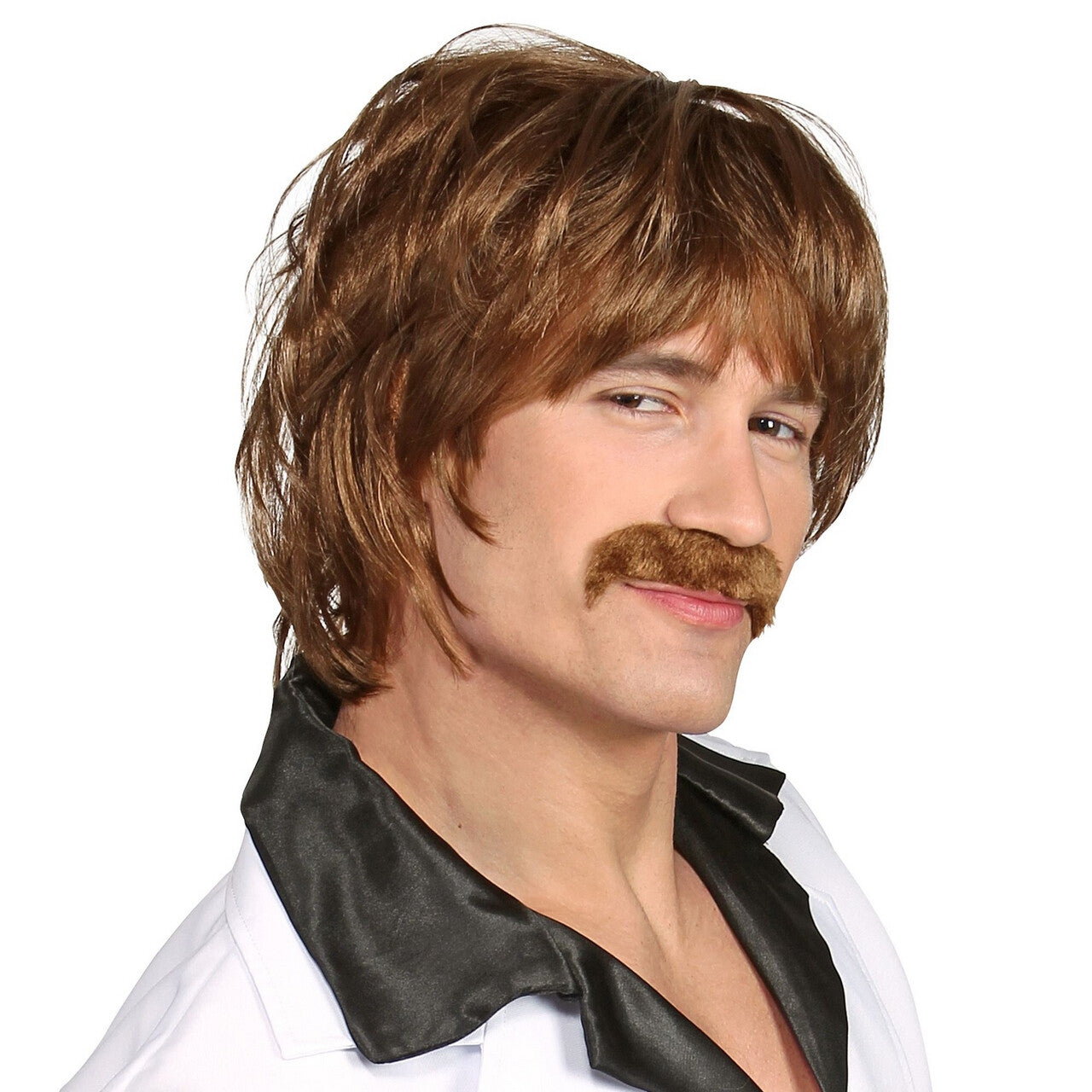 Op deze afbeelding zie je een Accessoires, van het merk Widmann. Pruik Met Snor Fout Haar Jaren 70