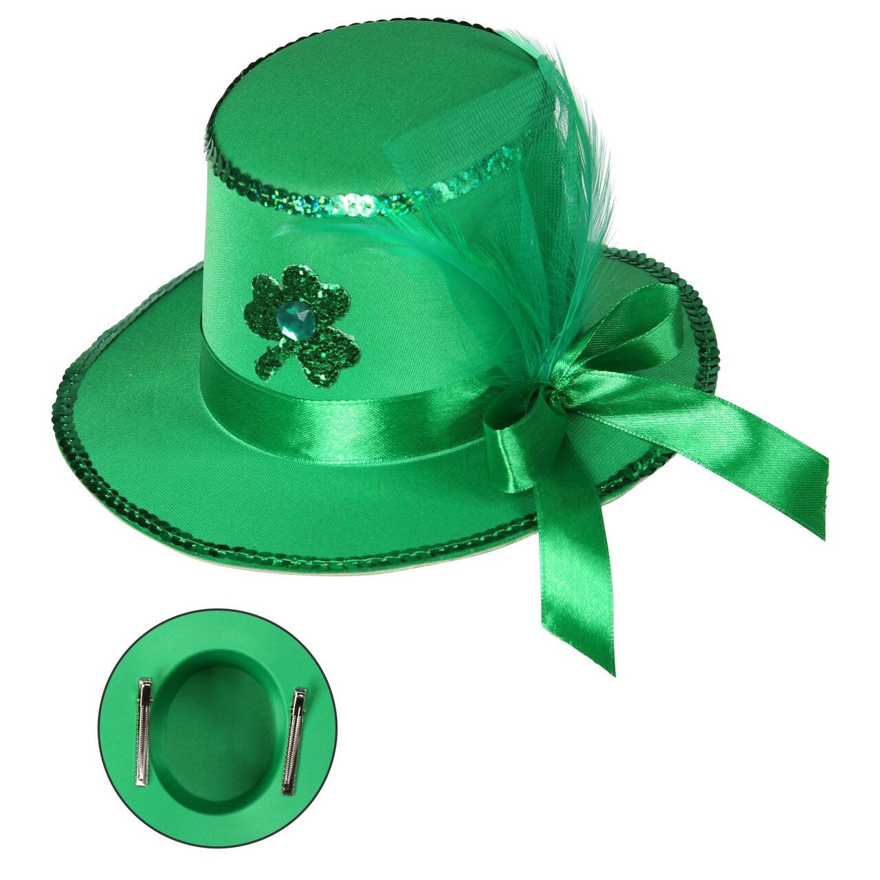 Op deze afbeelding zie je een Accessoires, van het merk Widmann. Mini Hoge Hoed Met Clips St.patricks Day