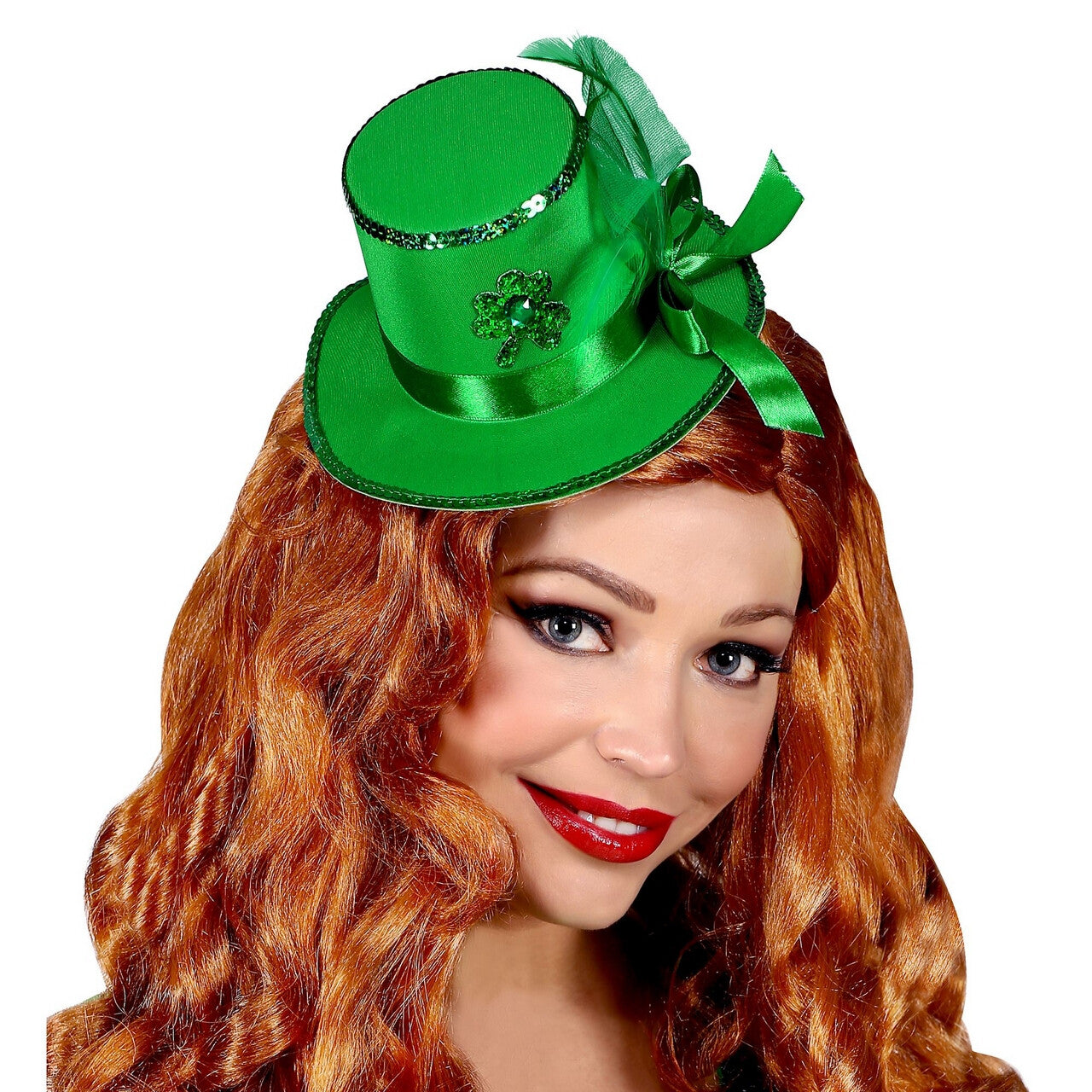 Op deze afbeelding zie je een Accessoires, van het merk Widmann. Mini Hoge Hoed Met Clips St.patricks Day