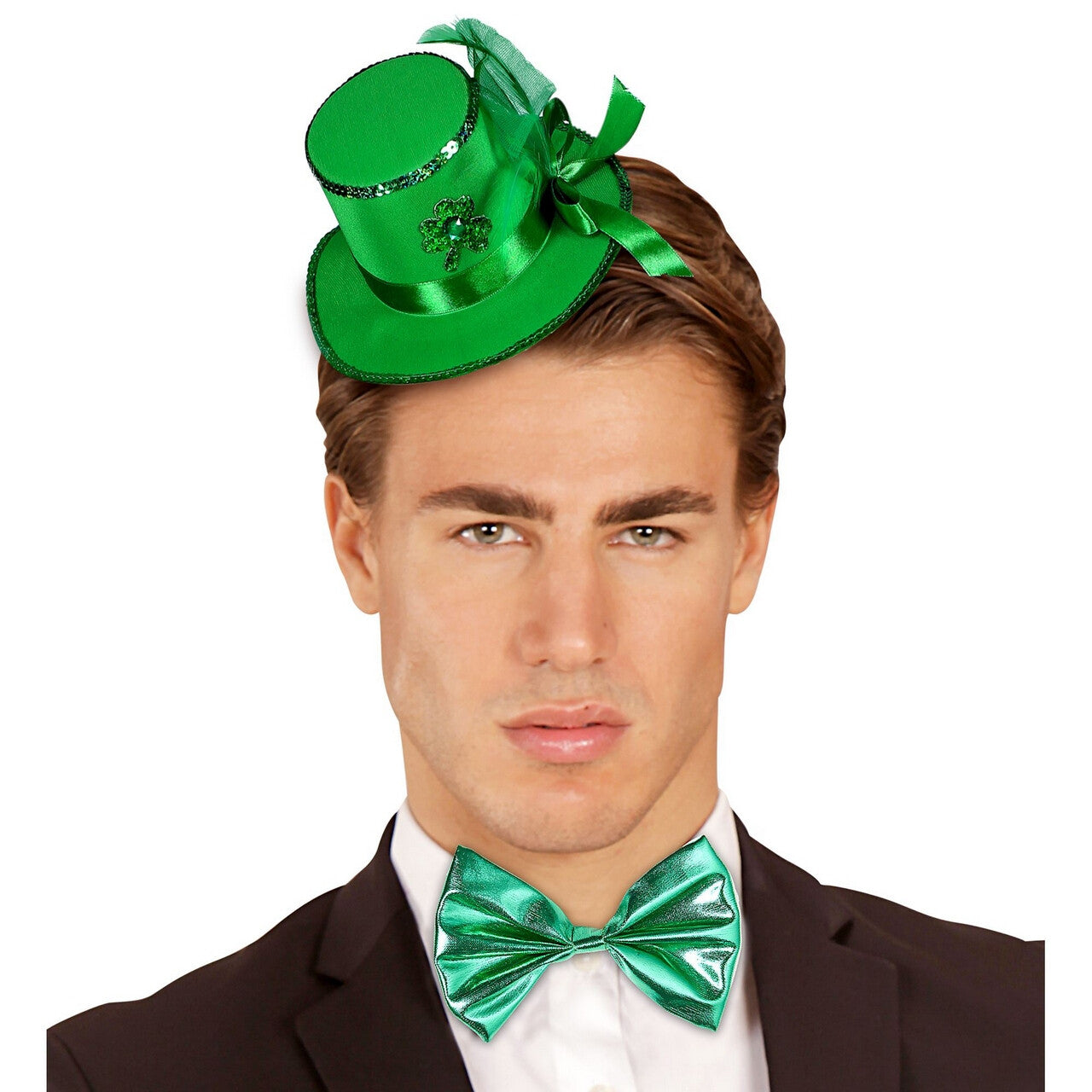 Op deze afbeelding zie je een Accessoires, van het merk Widmann. Mini Hoge Hoed Met Clips St.patricks Day