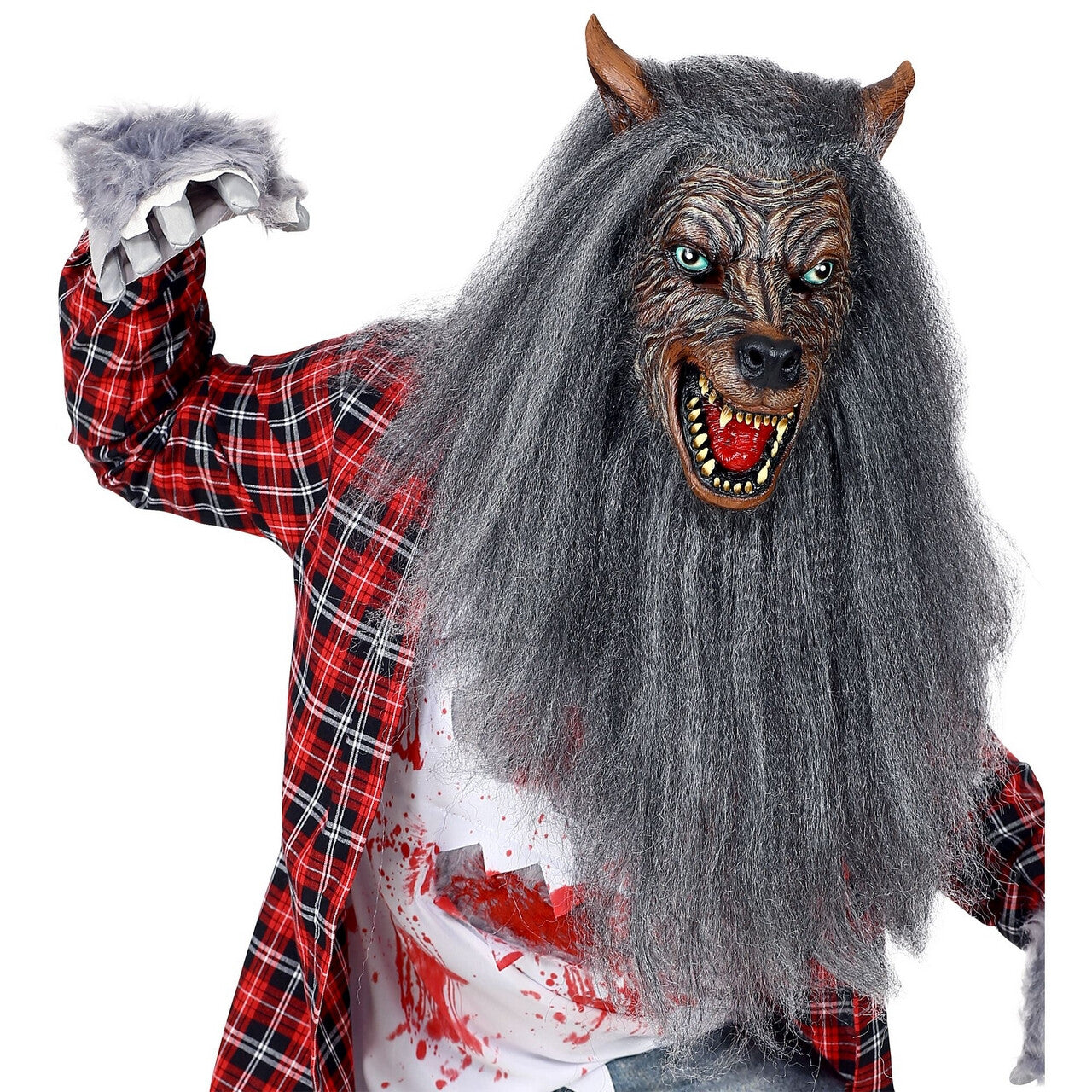 Op deze afbeelding zie je een Accessoires, van het merk Widmann. Masker Weerwolf Met Lange Wilde Vacht