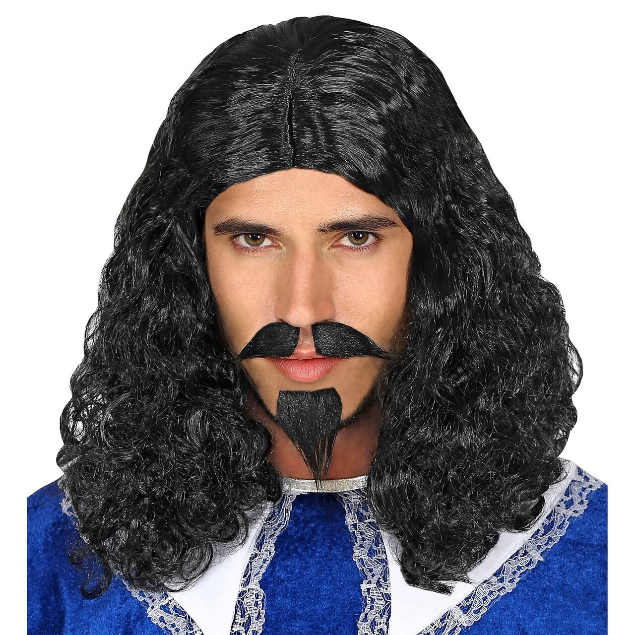 Op deze afbeelding zie je een Accessoires, van het merk Widmann. Pruik Musketier Met Snor En Sikje