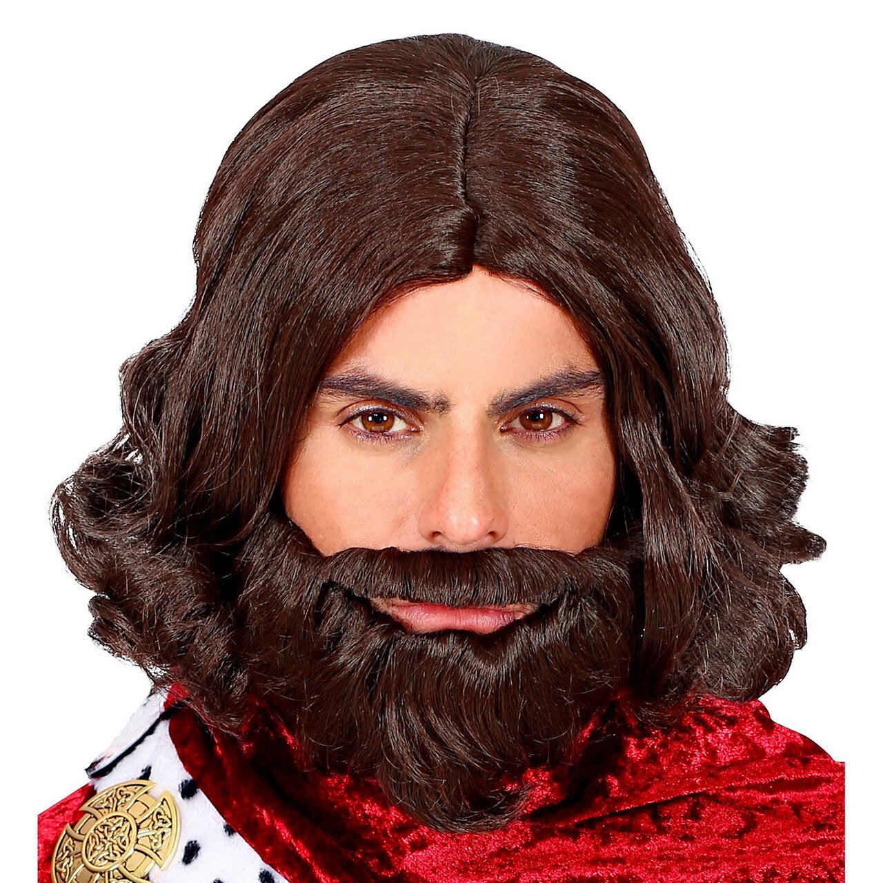 Op deze afbeelding zie je een Accessoires, van het merk Widmann. Pruik Koning Middeleeuwen Met Baard