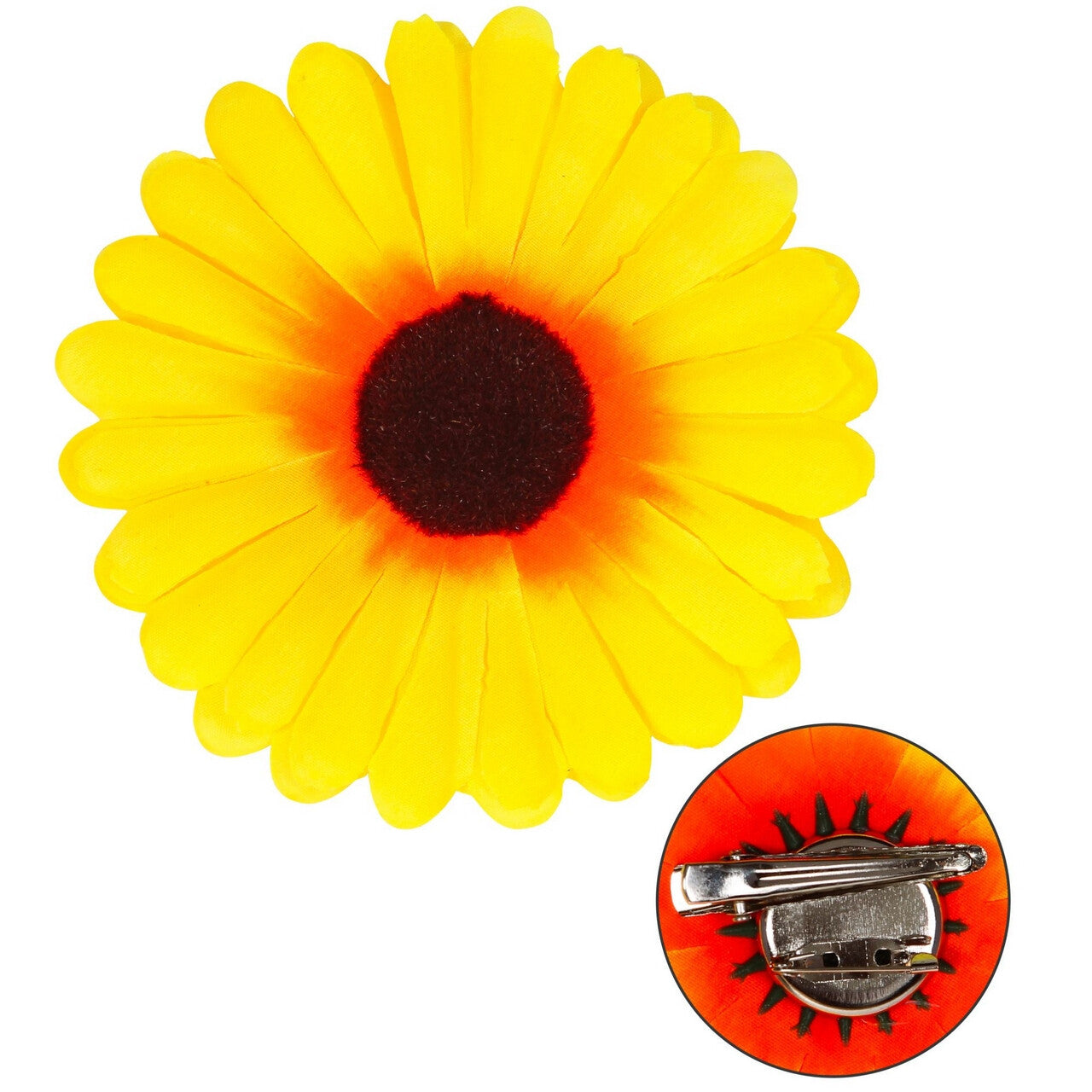 Op deze afbeelding zie je een Accessoires, van het merk Widmann. Haarclip En Speld Zonnebloem