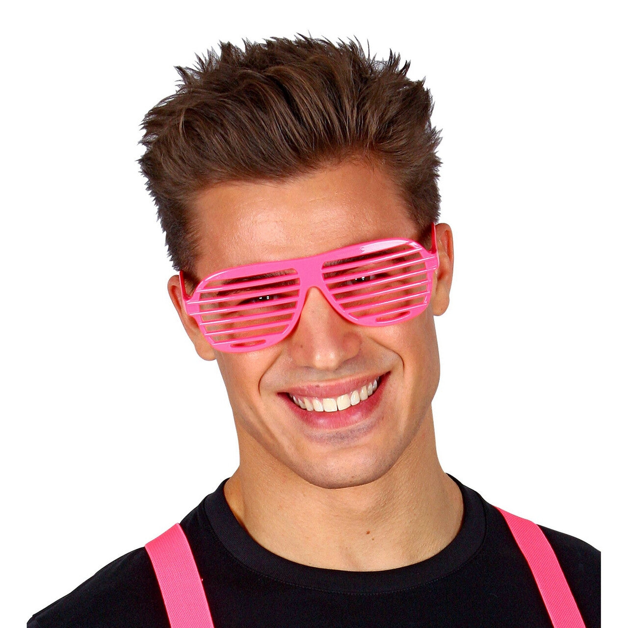 Op deze afbeelding zie je een Accessoires, van het merk Widmann. Tralie Bril Neon Roze