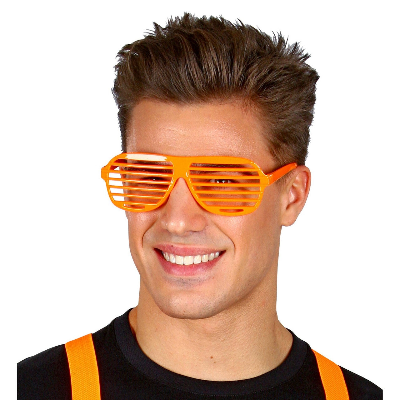 Op deze afbeelding zie je een Accessoires, van het merk Widmann. Tralie Bril Neon Oranje