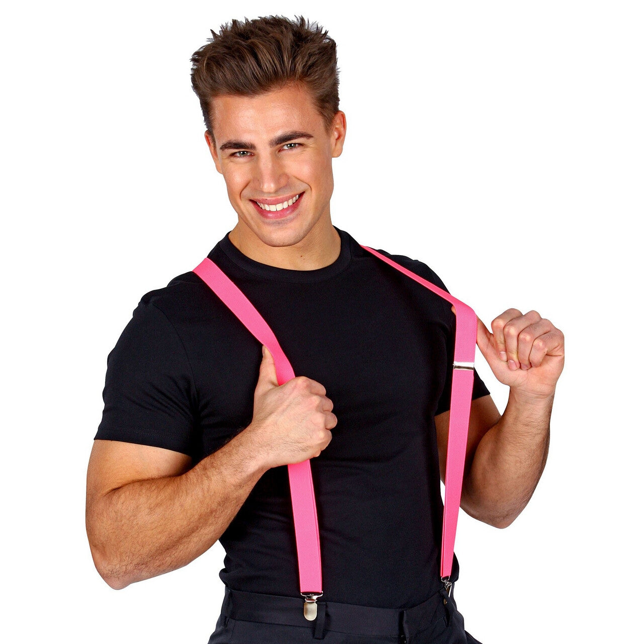 Op deze afbeelding zie je een Accessoires, van het merk Widmann. Bretels Neon Roze