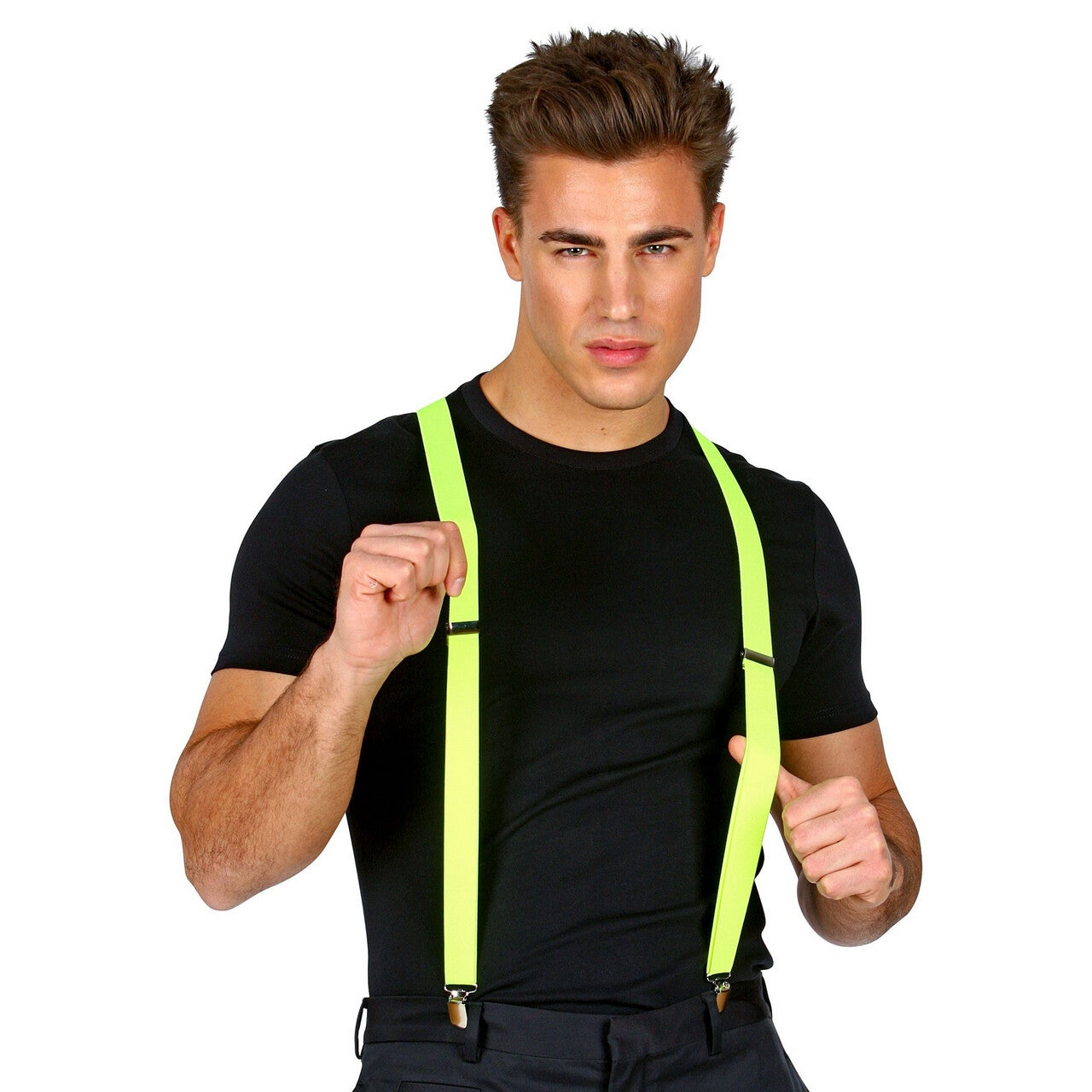 Op deze afbeelding zie je een Accessoires, van het merk Widmann. Bretels Neon Geel