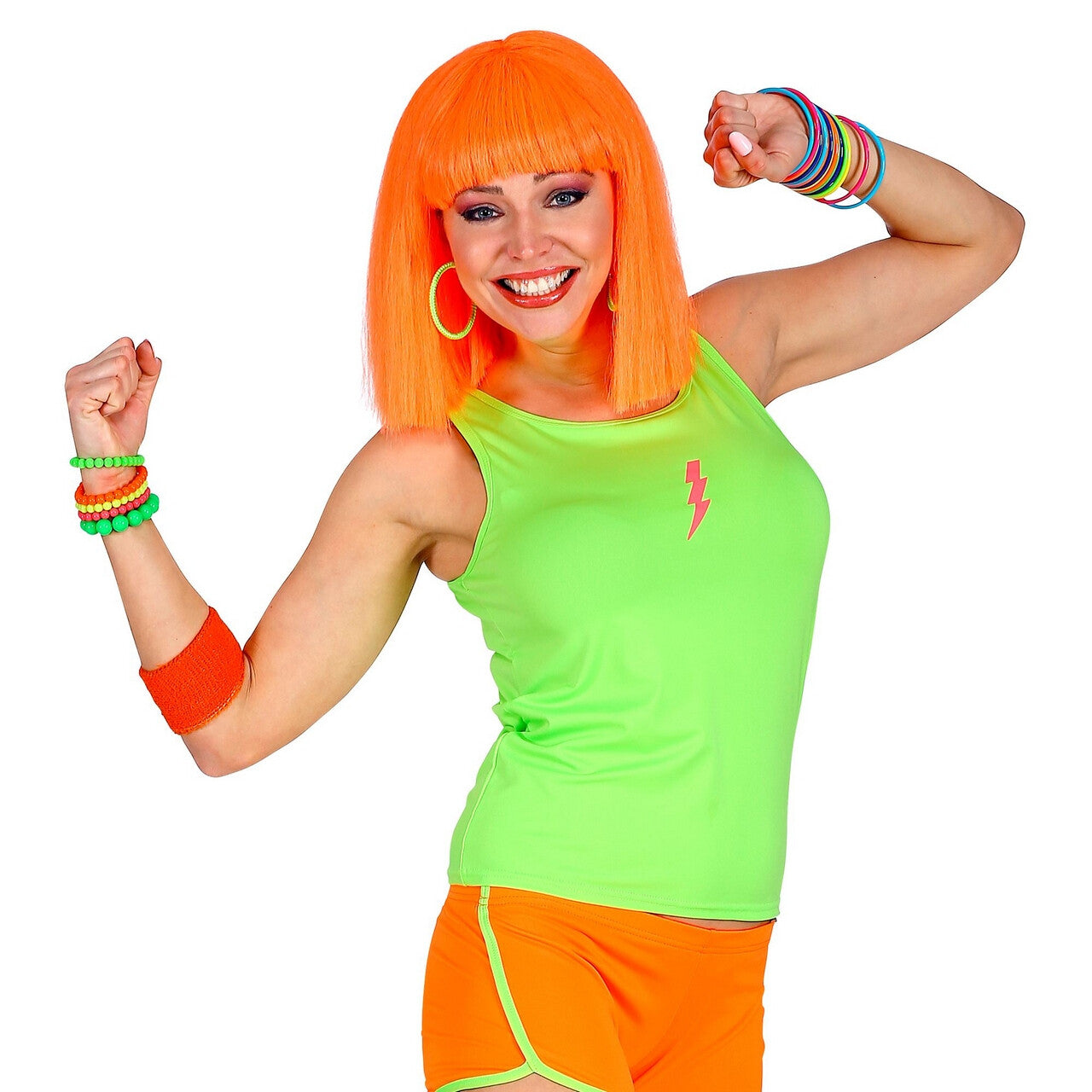 Op deze afbeelding zie je een Kostuums, van het merk Widmann. Tanktop Neon Groen Vrouw