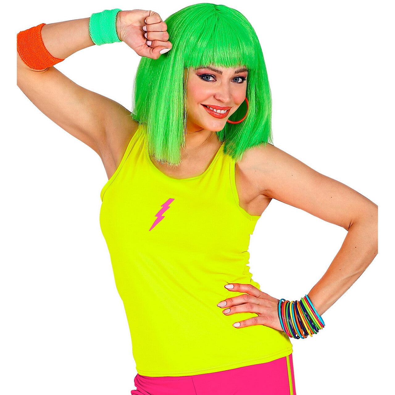Op deze afbeelding zie je een Kostuums, van het merk Widmann. Tanktop Neon Geel Vrouw