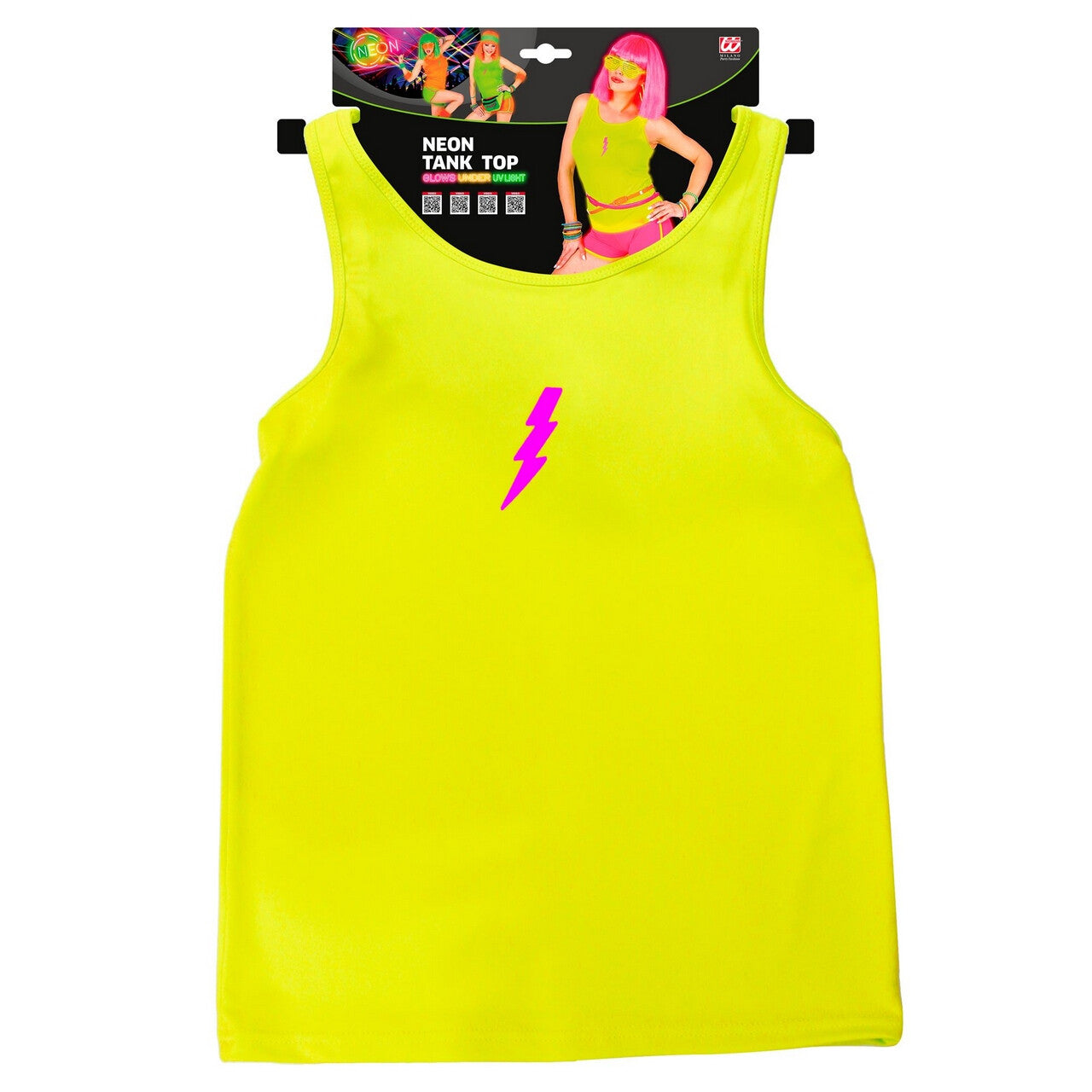 Op deze afbeelding zie je een Kostuums, van het merk Widmann. Tanktop Neon Geel Vrouw