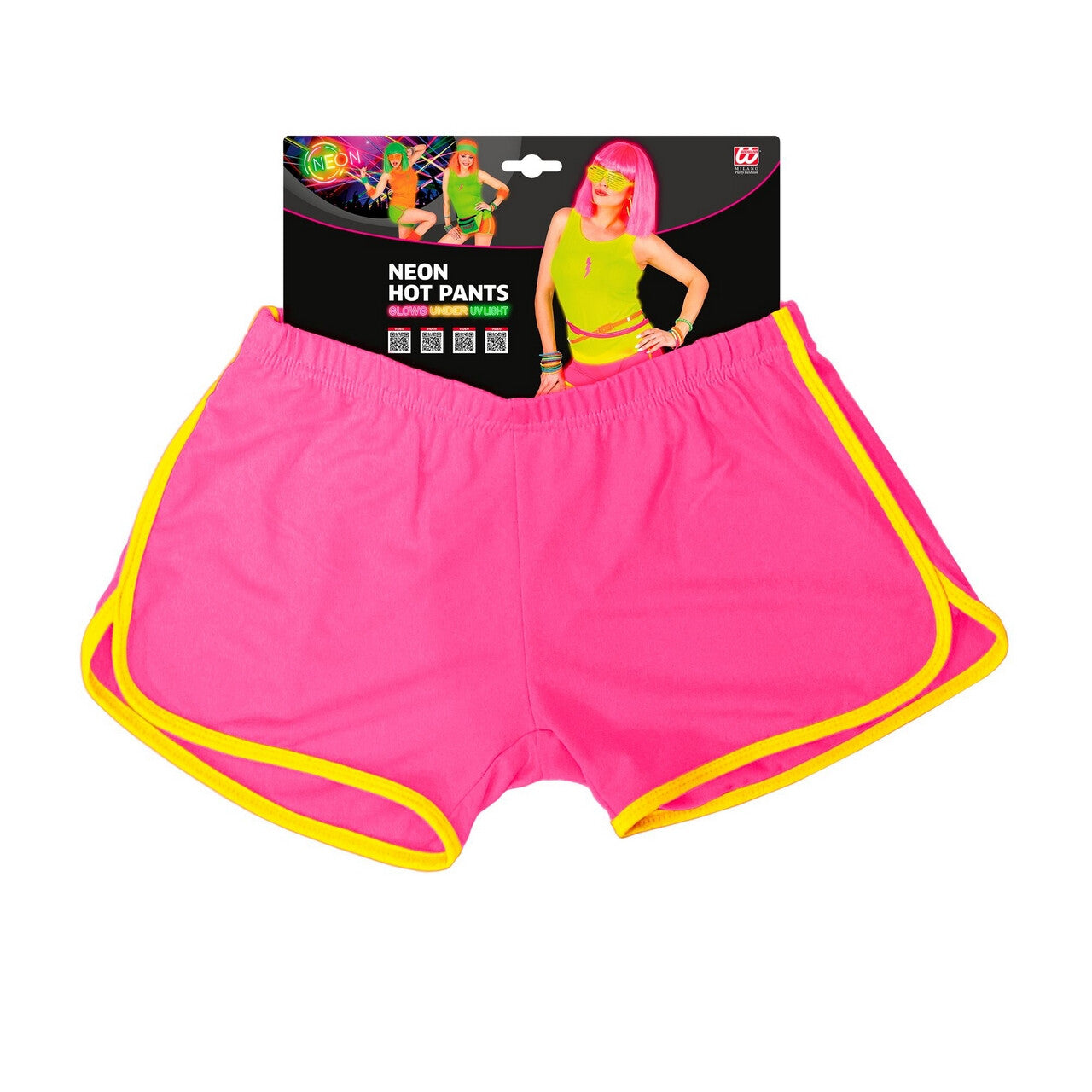 Op deze afbeelding zie je een Kostuums, van het merk Widmann. Sportieve Hotpants Neon Roze Vrouw