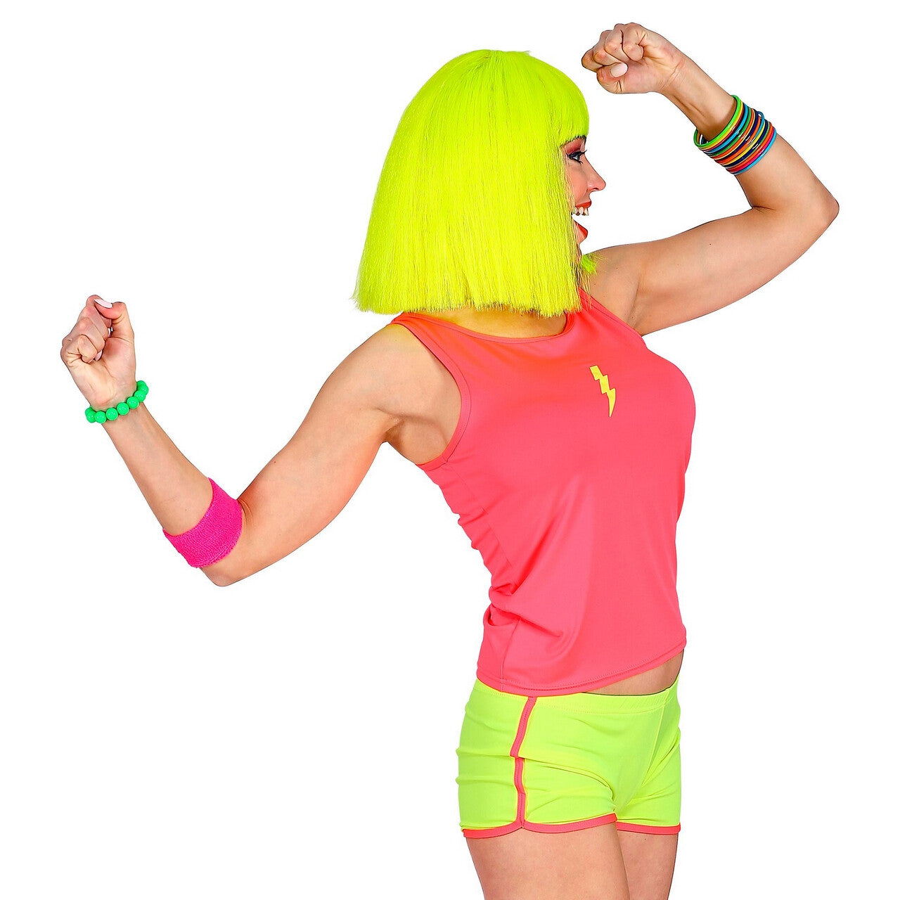 Op deze afbeelding zie je een Kostuums, van het merk Widmann. Sportieve Hotpants Neon Geel Vrouw