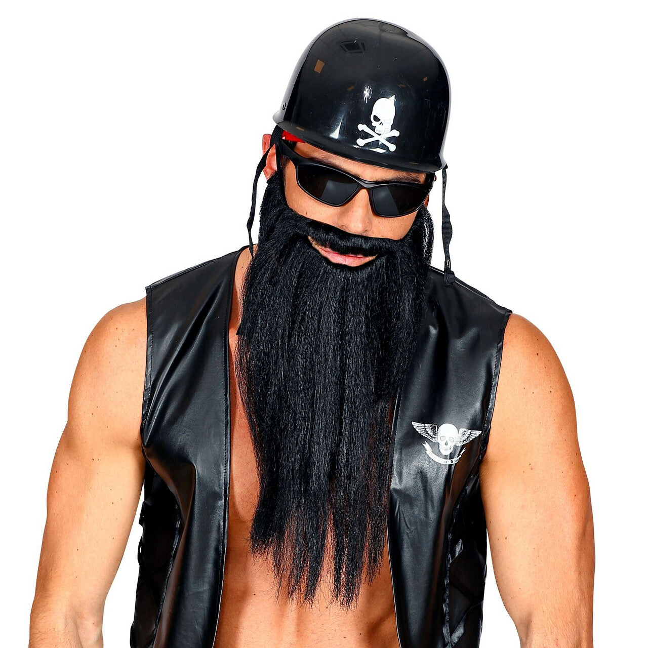 Op deze afbeelding zie je een Accessoires, van het merk Widmann. Lange Baard Met Snor Biker Kabouter Zwart