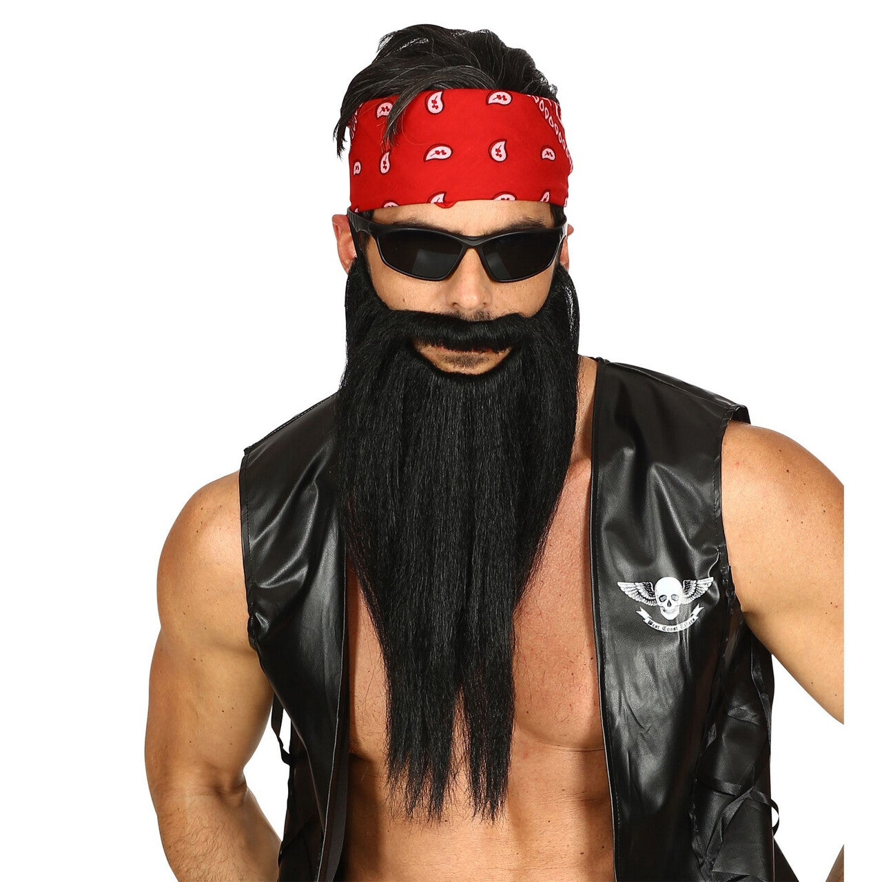 Op deze afbeelding zie je een Accessoires, van het merk Widmann. Lange Baard Met Snor Biker Kabouter Zwart