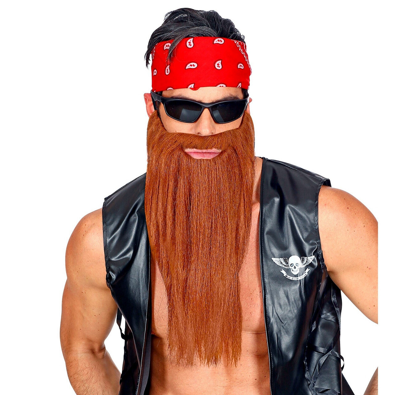 Op deze afbeelding zie je een Accessoires, van het merk Widmann. Lange Baard Met Snor Biker Kabouter Bruin