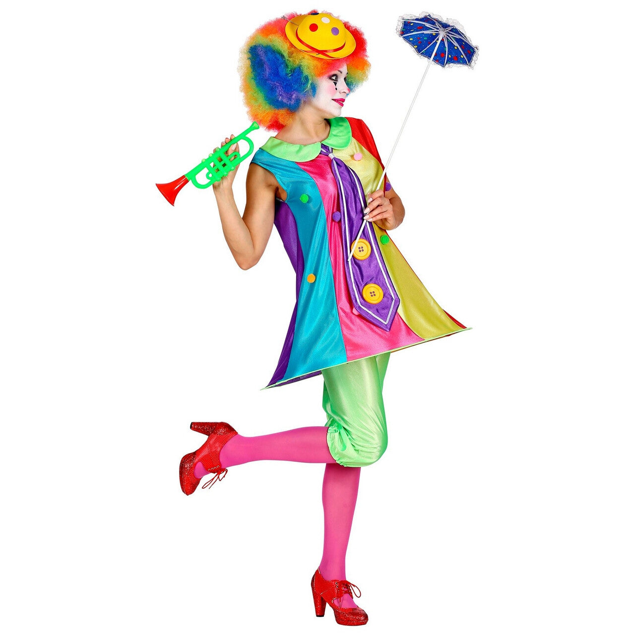 Op deze afbeelding zie je een Kostuums, van het merk Widmann. Hoepelrok Clown Circus Van De Lach Vrouw Kostuum