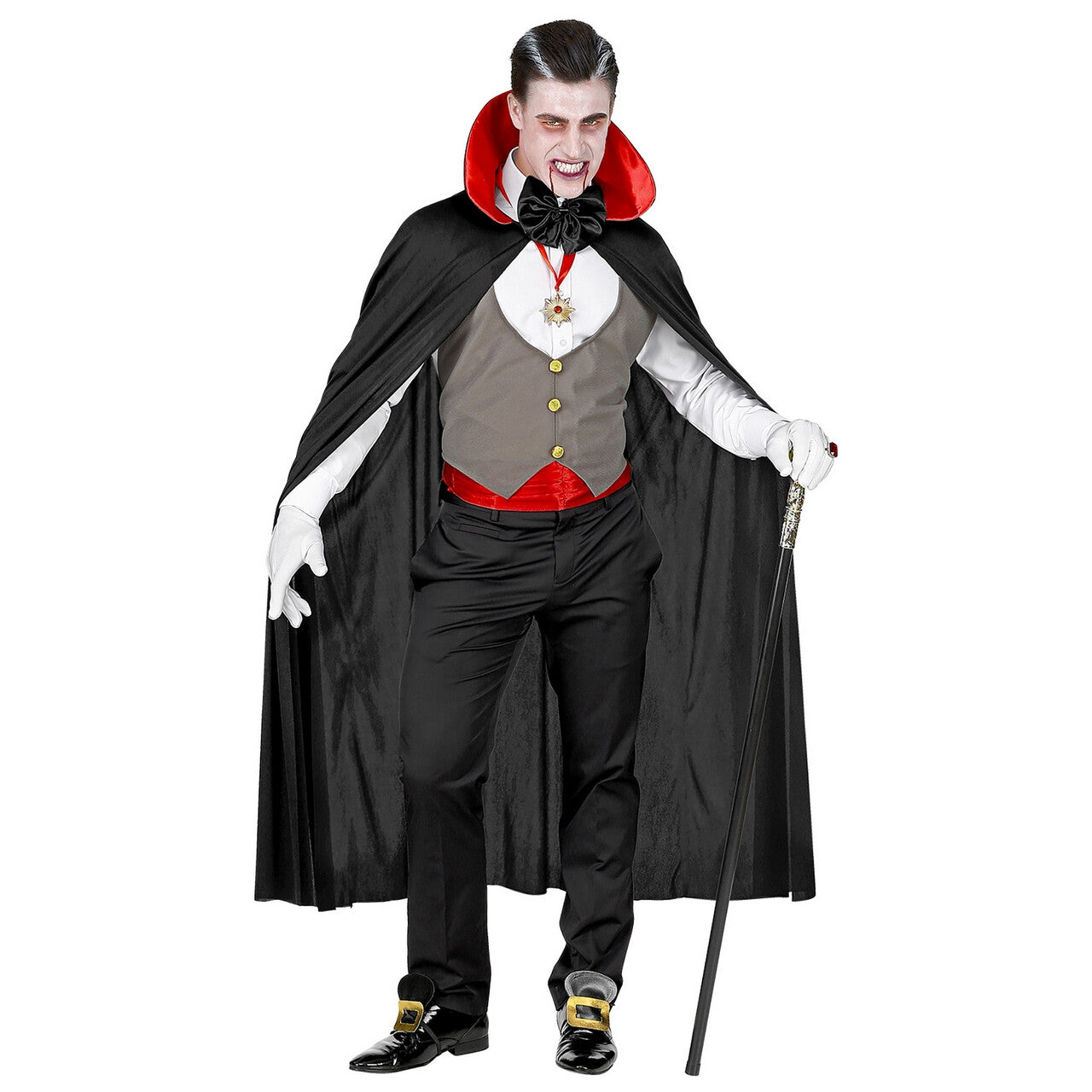 Op deze afbeelding zie je een Kostuums, van het merk Widmann. Gave Graaf Dracula Vampier Man Kostuum