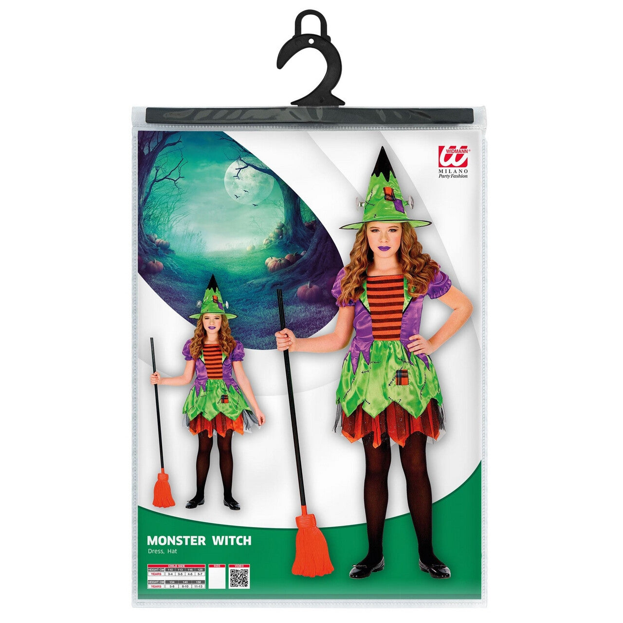 Op deze afbeelding zie je een Kostuums, van het merk Widmann. Akelig Giechelende Toverkol Halloween Meisje Kostuum