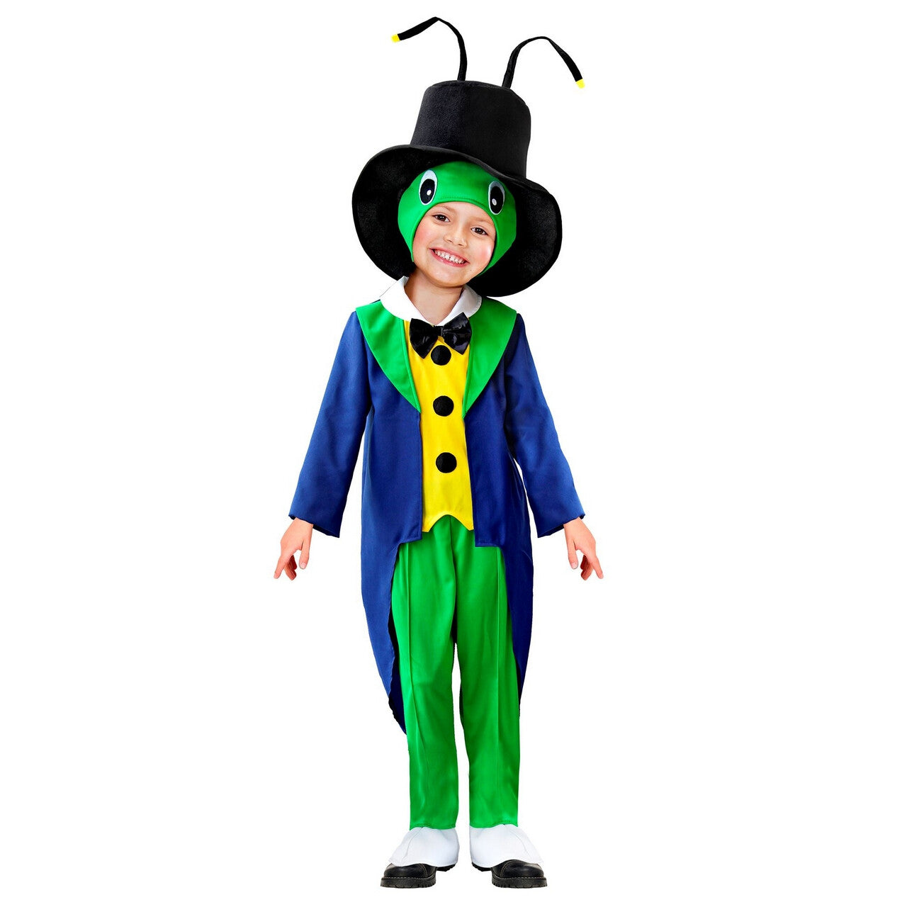 Op deze afbeelding zie je een Kostuums, van het merk Widmann. Sprinkhaan Krekel Insect Kind Kostuum