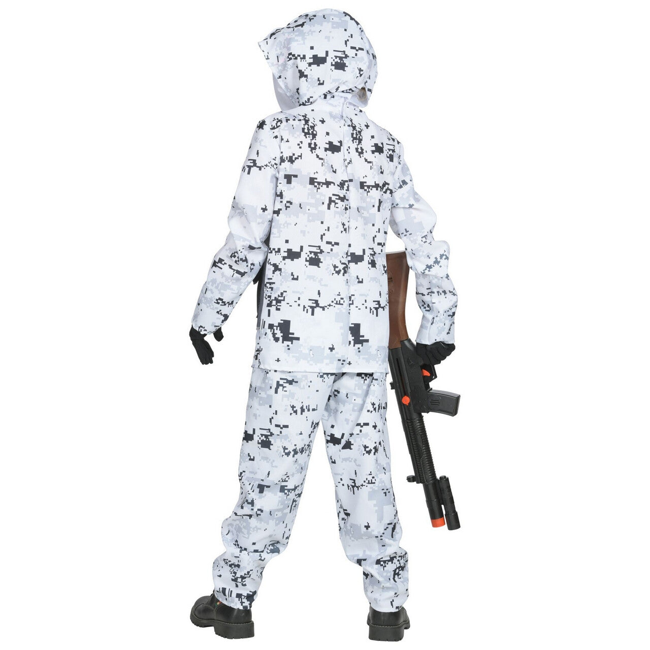 Op deze afbeelding zie je een Kostuums, van het merk Widmann. Arctische Speciale Eenheid Pool Commando Kostuum Wit Camouflage Kind