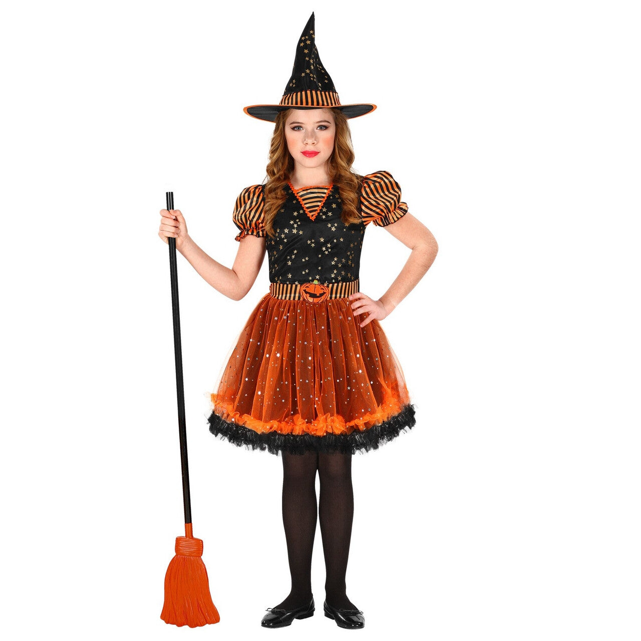 Op deze afbeelding zie je een Kostuums, van het merk Widmann. Laag Vliegende Heks Halloween Meisje Kostuum