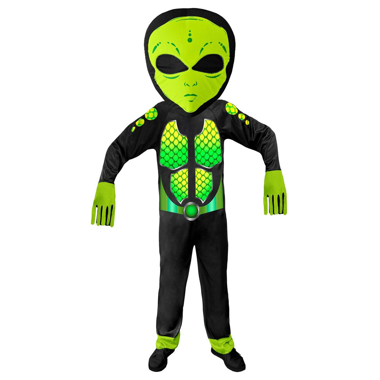 Op deze afbeelding zie je een Kostuums, van het merk Widmann. Gifgroen Science Fiction Ruimtemonster Kind Kind Kostuum