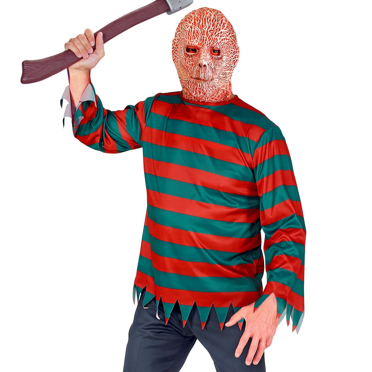 Op deze afbeelding zie je een Kostuums, van het merk Widmann. Gruwelijke Nachtmerrie Freddy Krueger Moordenaar Man
